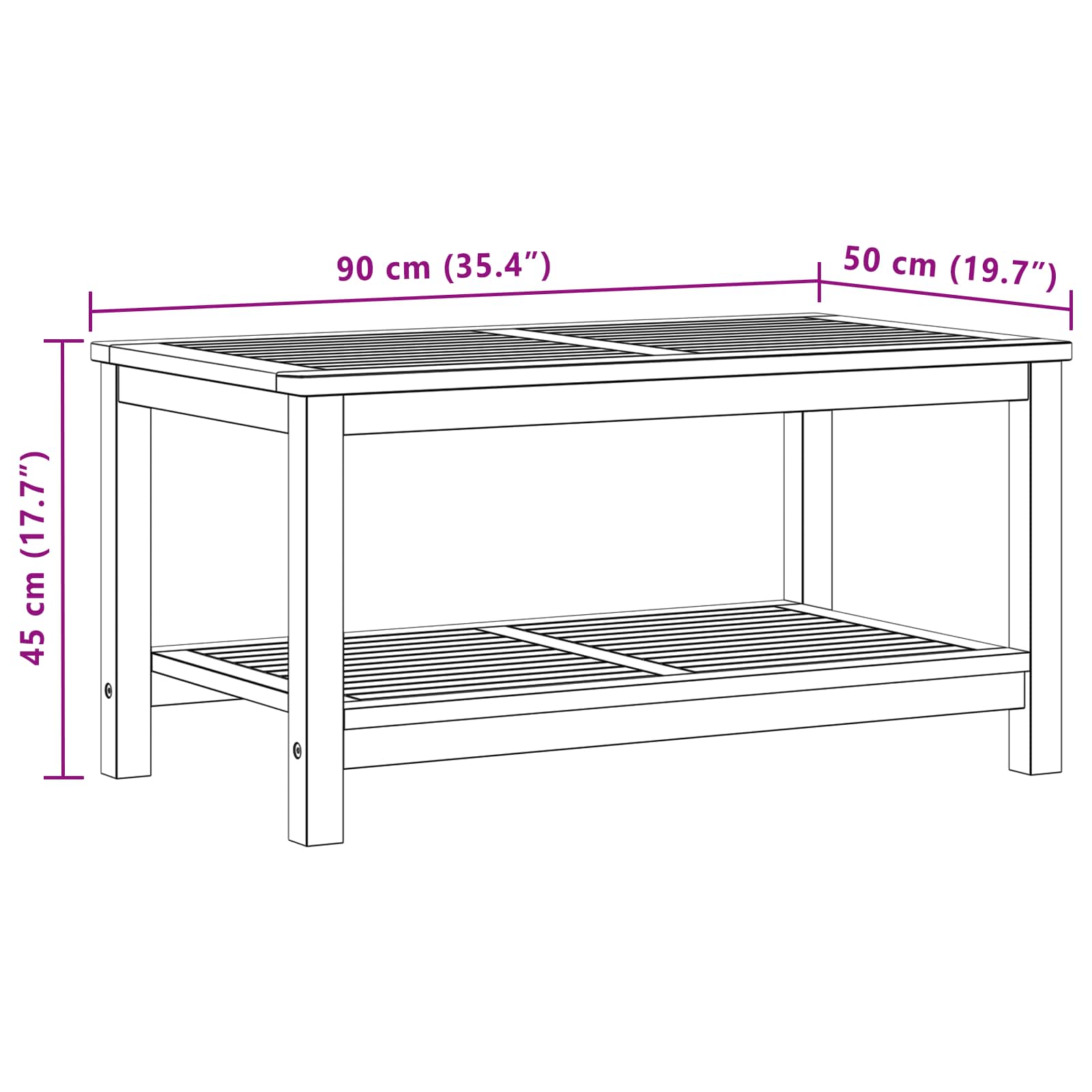Masă laterală Ulei Natural 90 x 50 x 45 cm Lemn Solid de Acacia GartenMobel Dekor