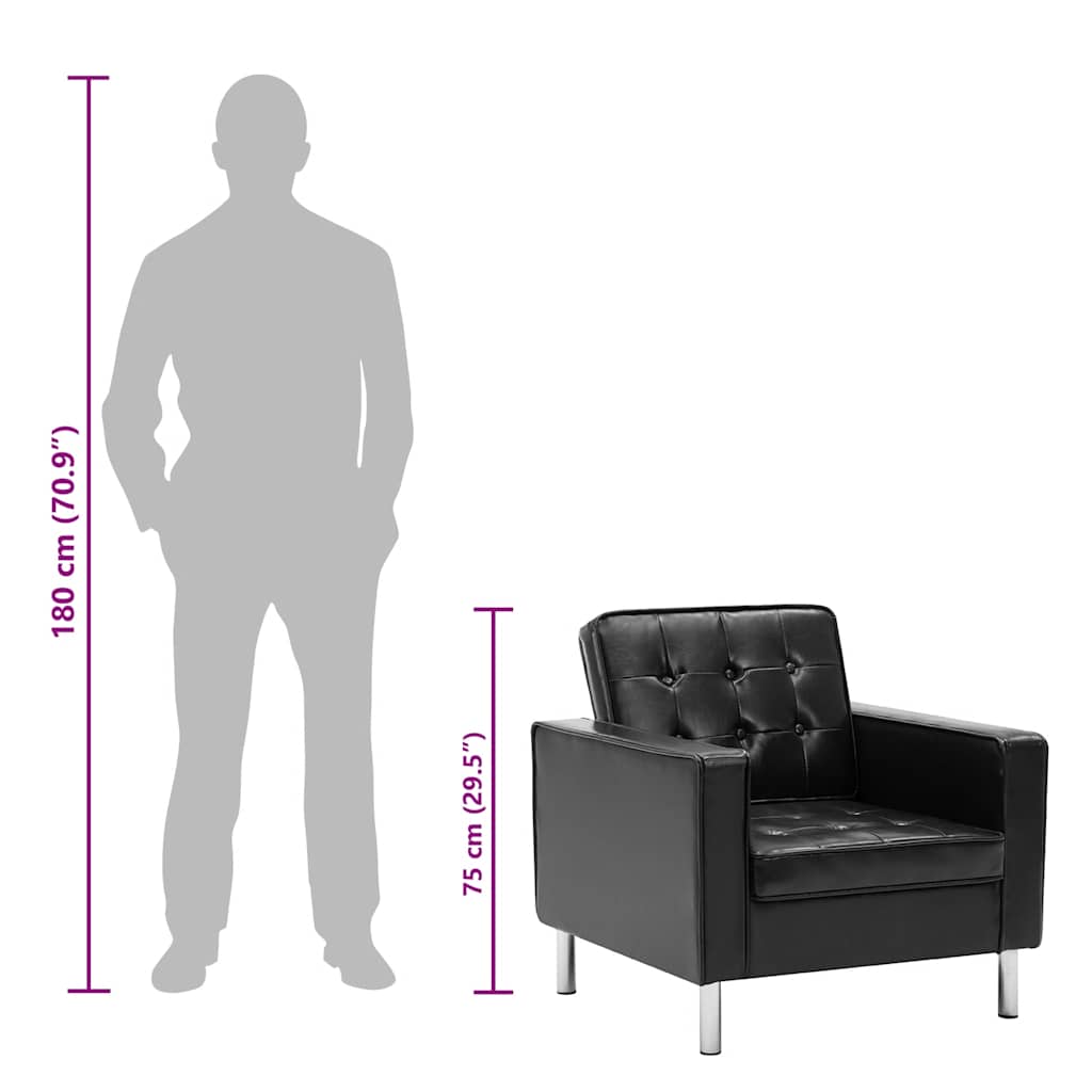 Fotoliu negru 75x70x75 cm piele ecologică GartenMobel Dekor