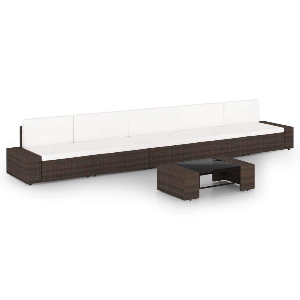 Set mobilier de grădină cu perne, 6 piese, maro, poliratan GartenMobel Dekor