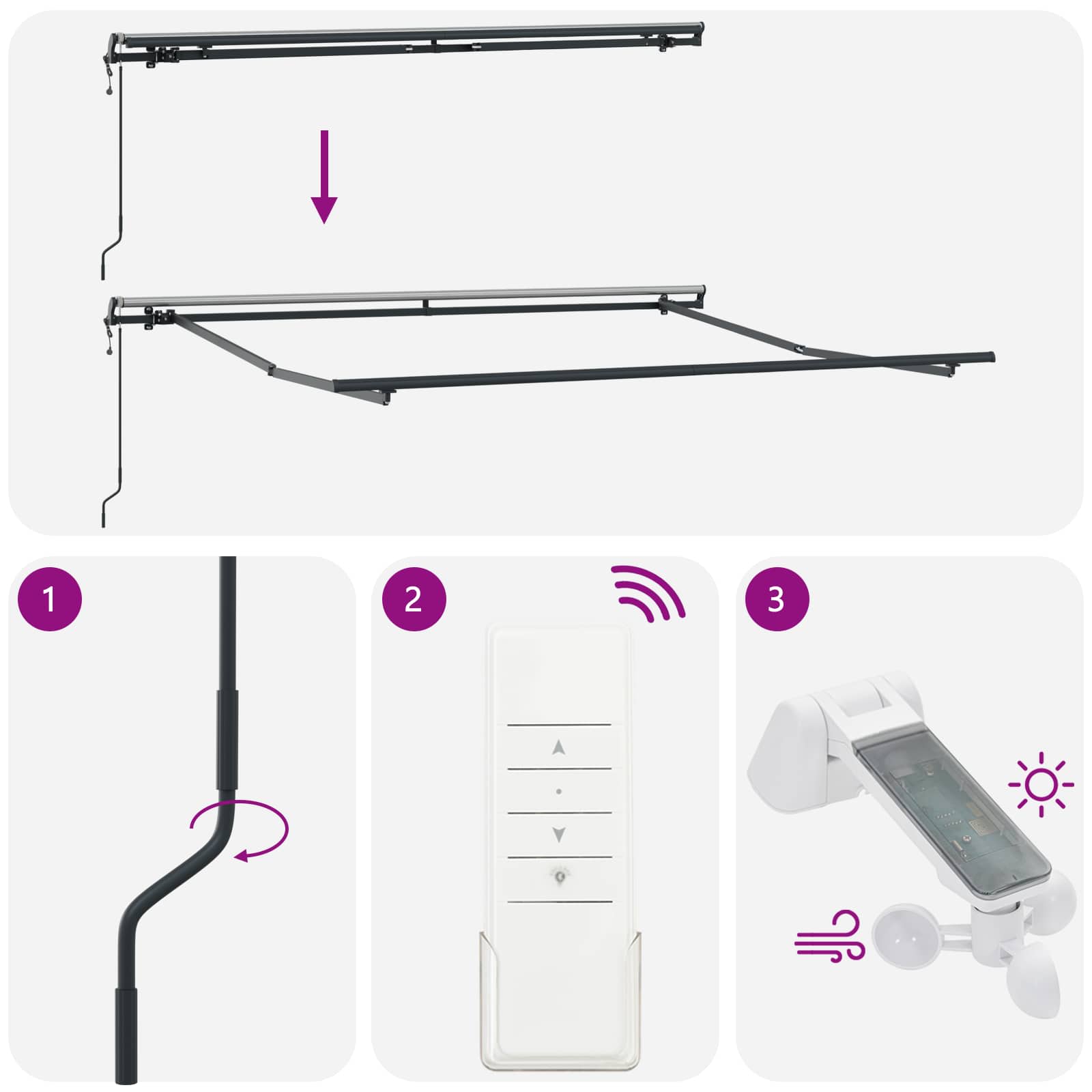 Cortina Retractabilă Roșu și Alb 300 x 250 cm GartenMobel Dekor