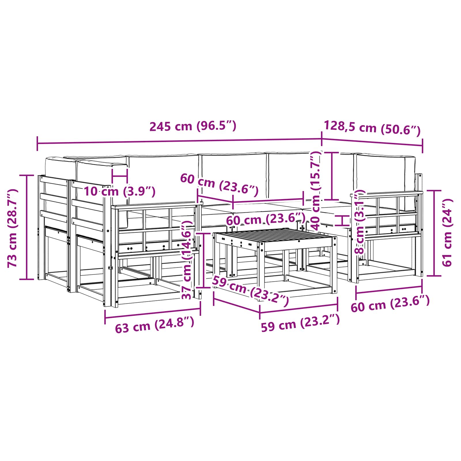 Set de canapele de exterior 7 pcs Gri natural și deschis GartenMobel Dekor