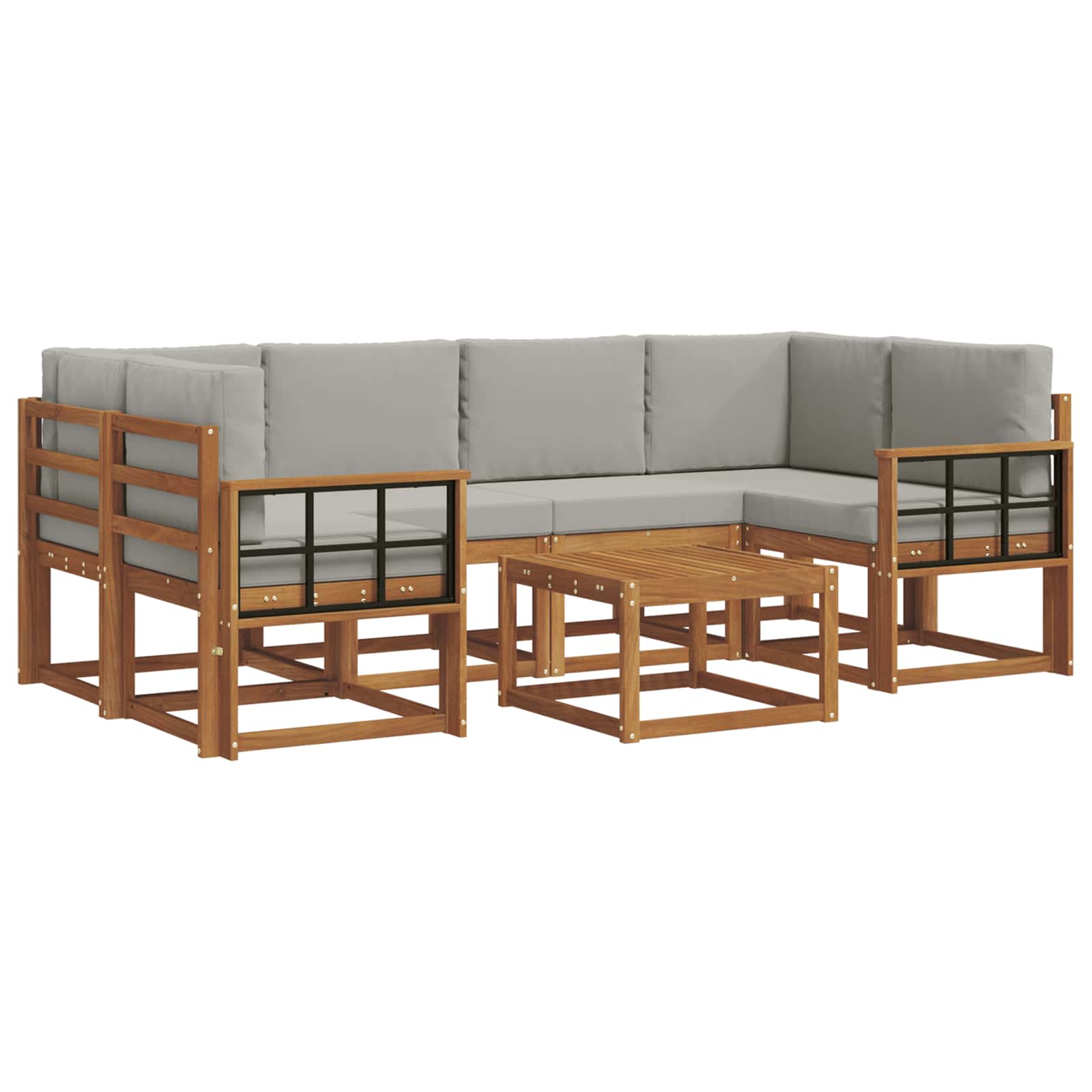 Set de canapele de exterior 7 pcs Gri natural și deschis GartenMobel Dekor