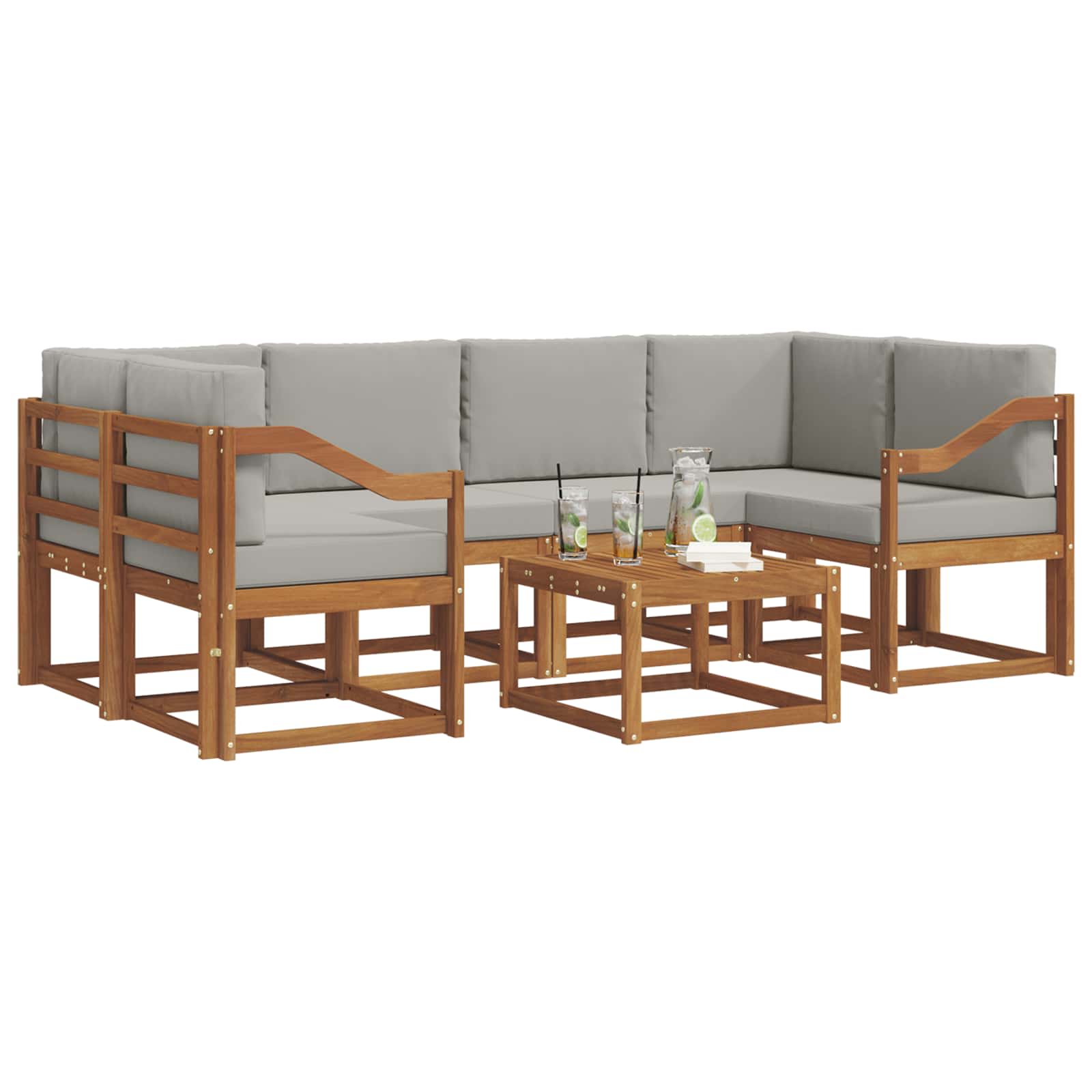 Set de canapele de exterior 7 pcs Gri natural și deschis GartenMobel Dekor