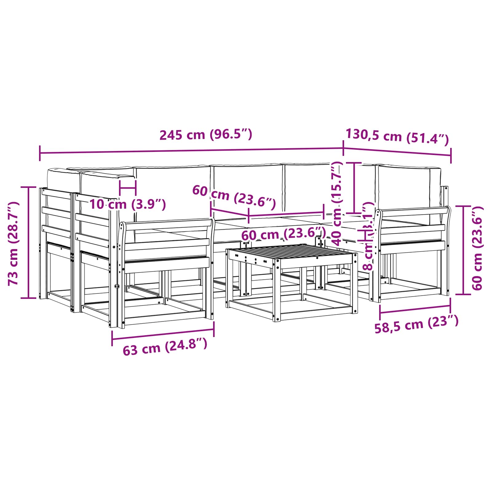 Set de canapele de exterior 7 pcs Gri natural și deschis GartenMobel Dekor