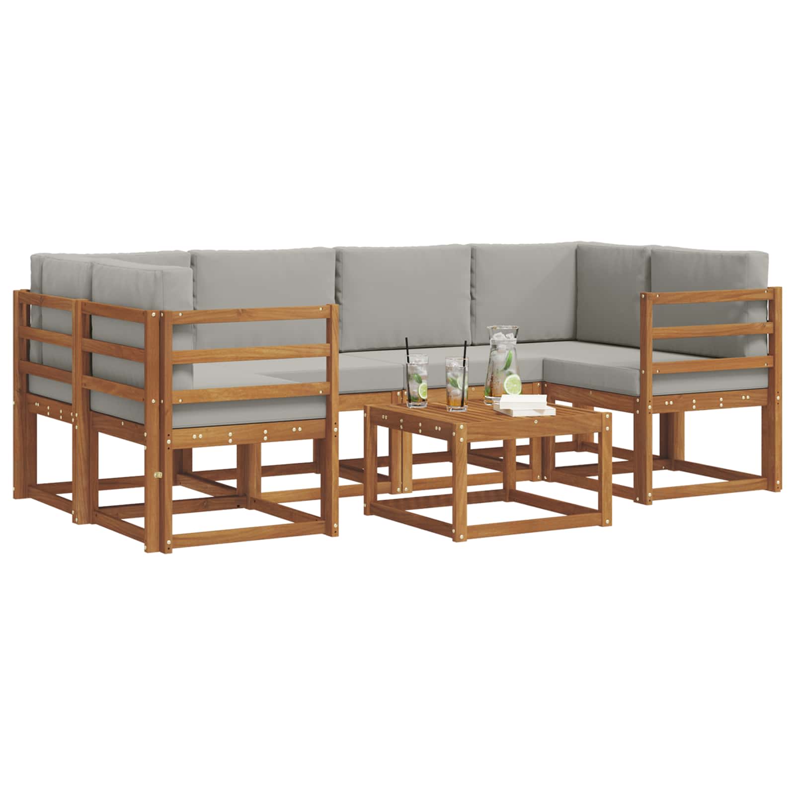 Set de canapele de exterior 7 pcs Gri natural și deschis GartenMobel Dekor