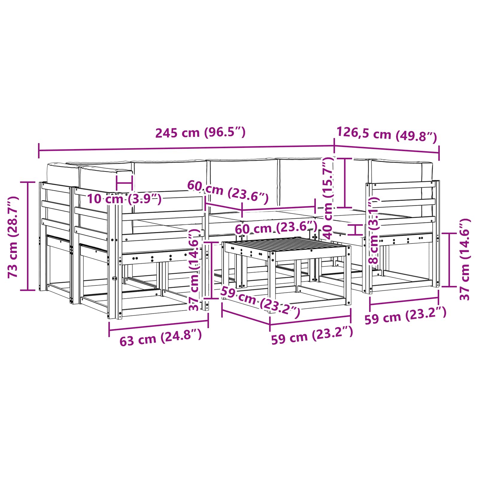 Set de canapele de exterior 7 pcs Gri natural și deschis GartenMobel Dekor