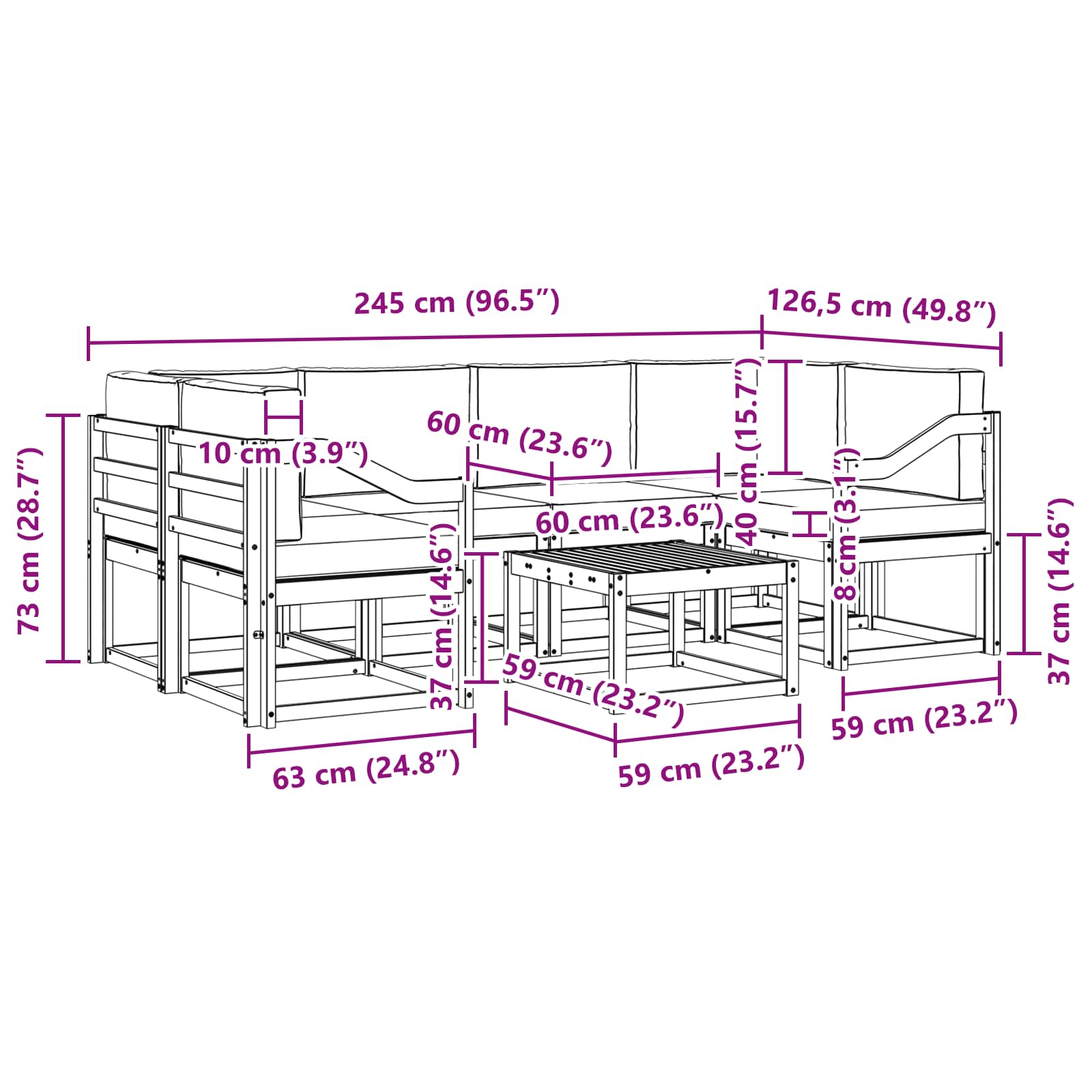 Set de canapele de exterior 7 pcs Gri natural și deschis GartenMobel Dekor