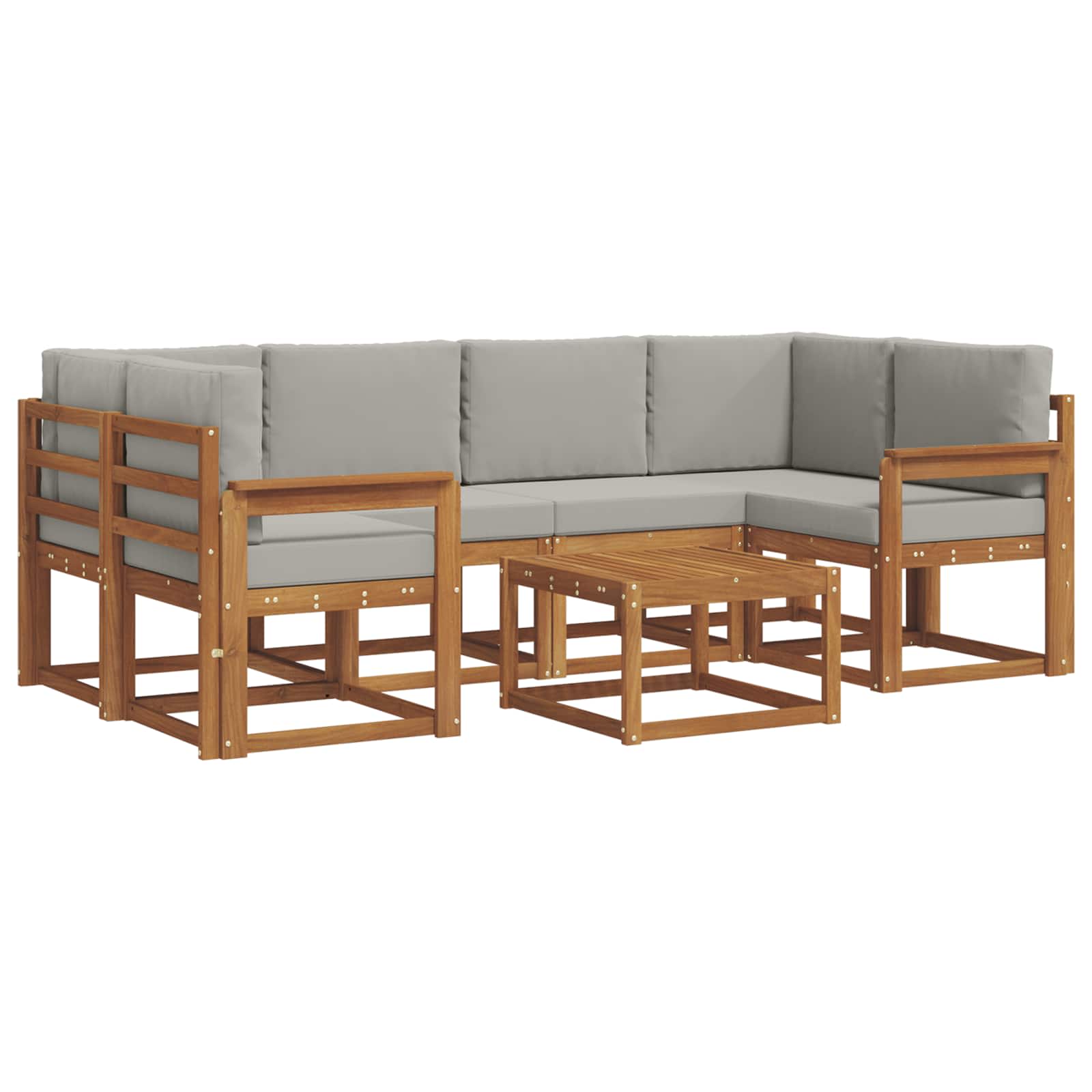 Set de canapele de exterior 7 pcs Gri natural și deschis GartenMobel Dekor