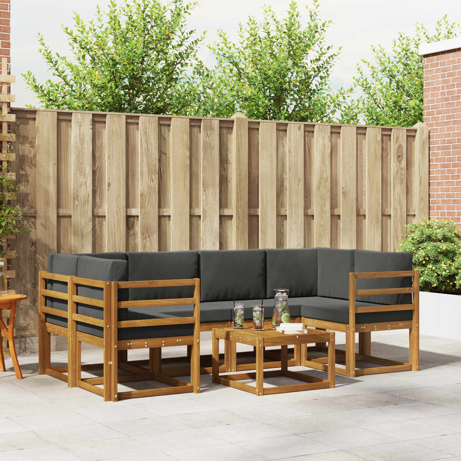 Set de canapele de exterior cu pernă 7 pcs Natural și Antracit GartenMobel Dekor