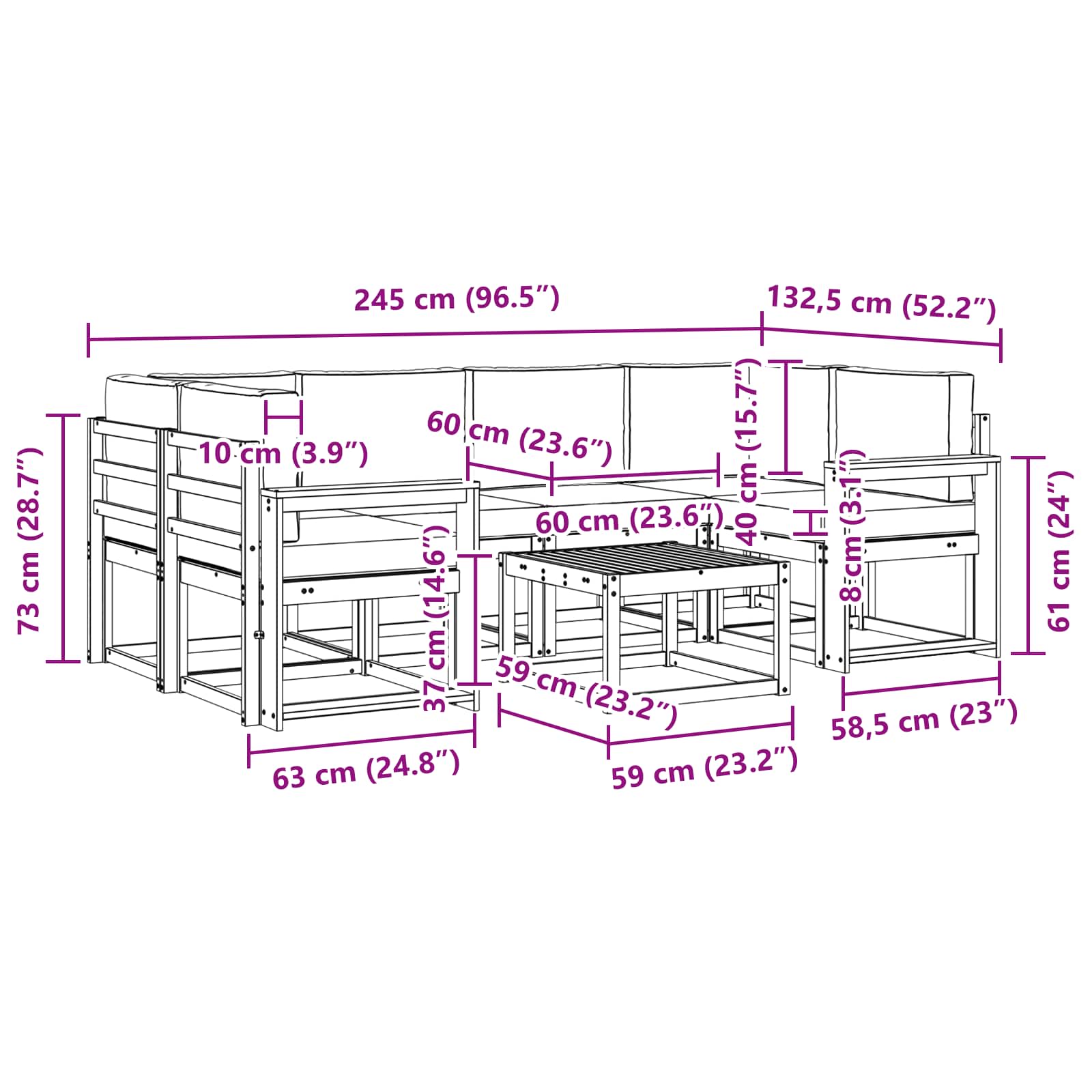 Set de canapele de exterior cu pernă 7 pcs Natural și Antracit GartenMobel Dekor