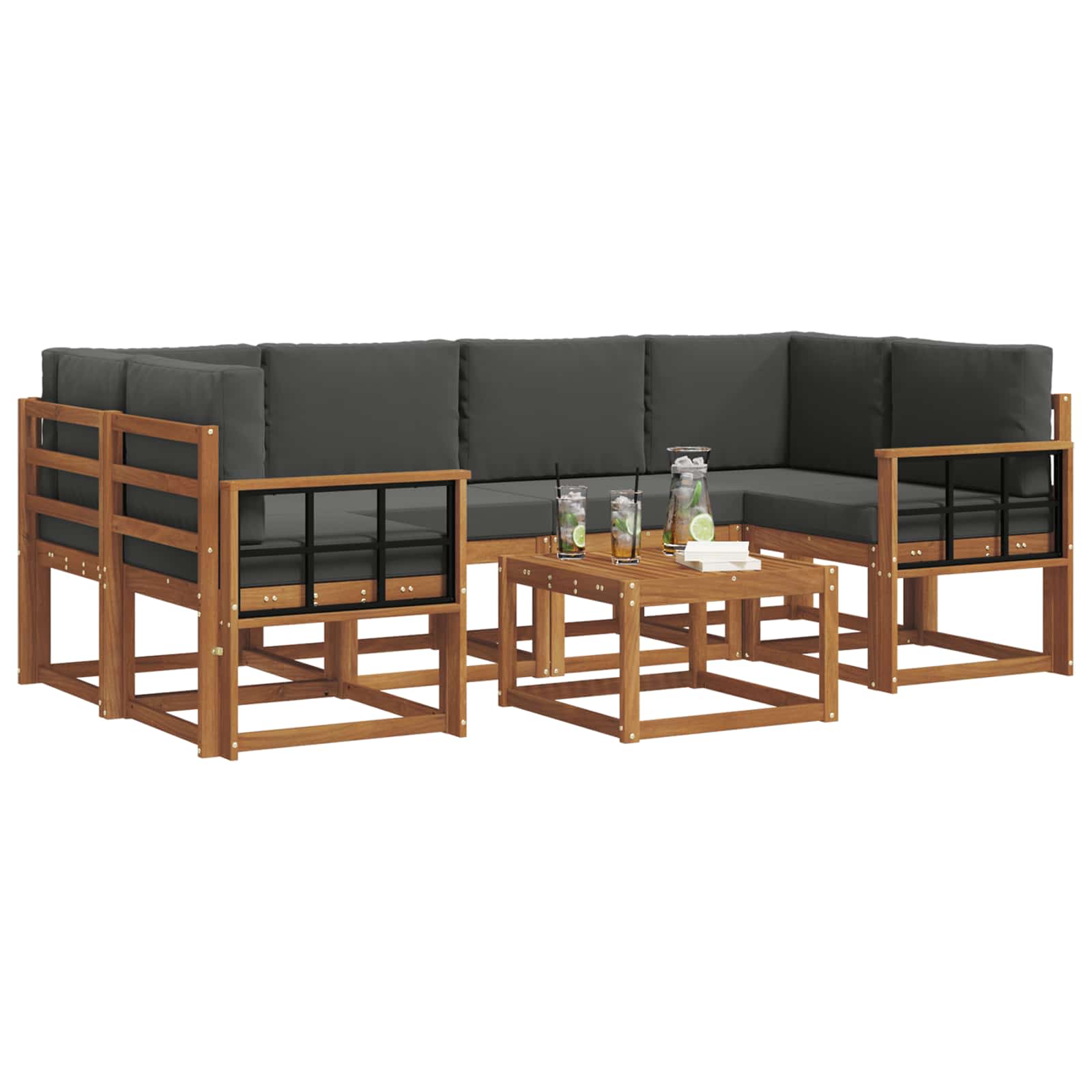 Set de canapele de exterior cu pernă 7 pcs Natural și Antracit GartenMobel Dekor