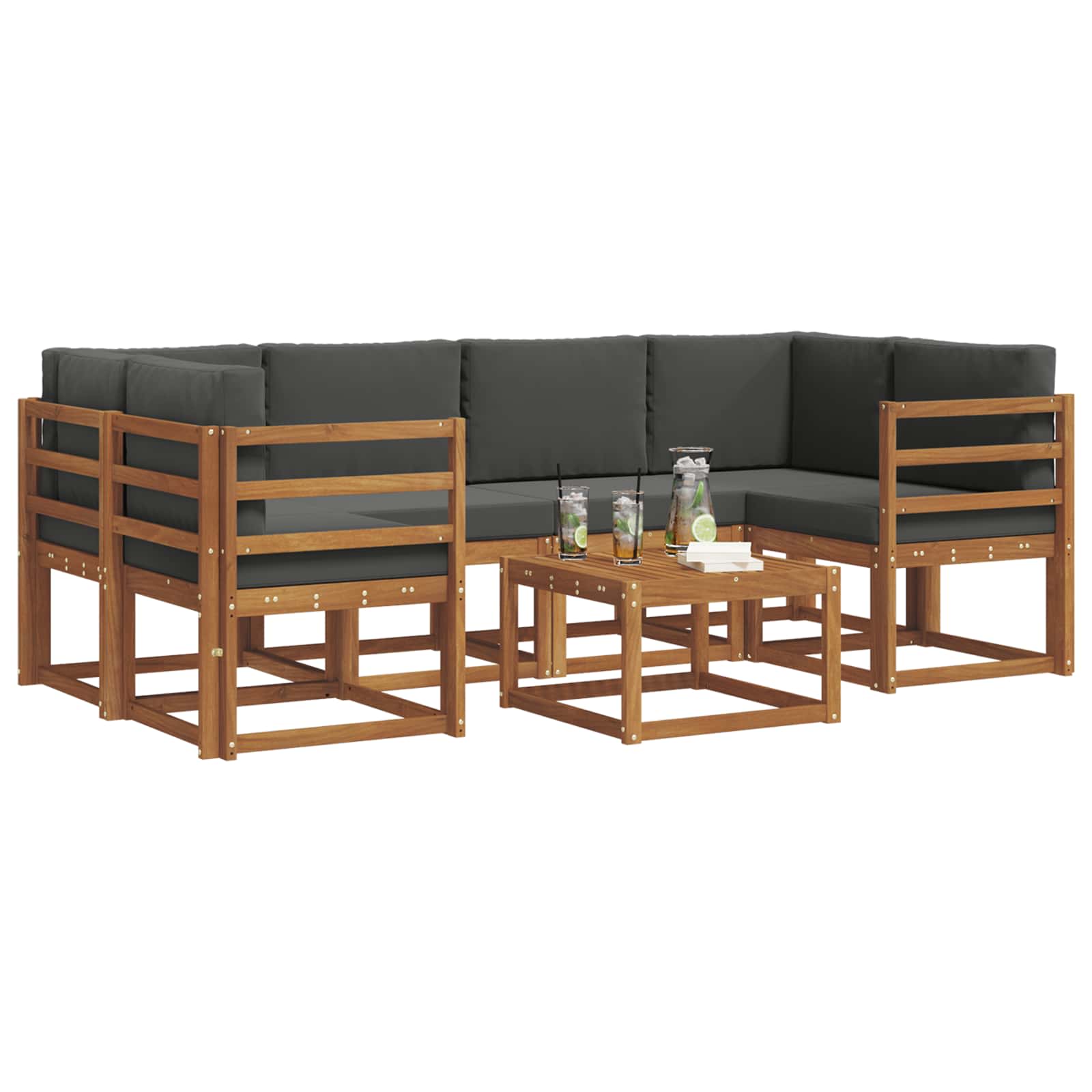 Set de canapele de exterior cu pernă 7 pcs Natural și Antracit GartenMobel Dekor