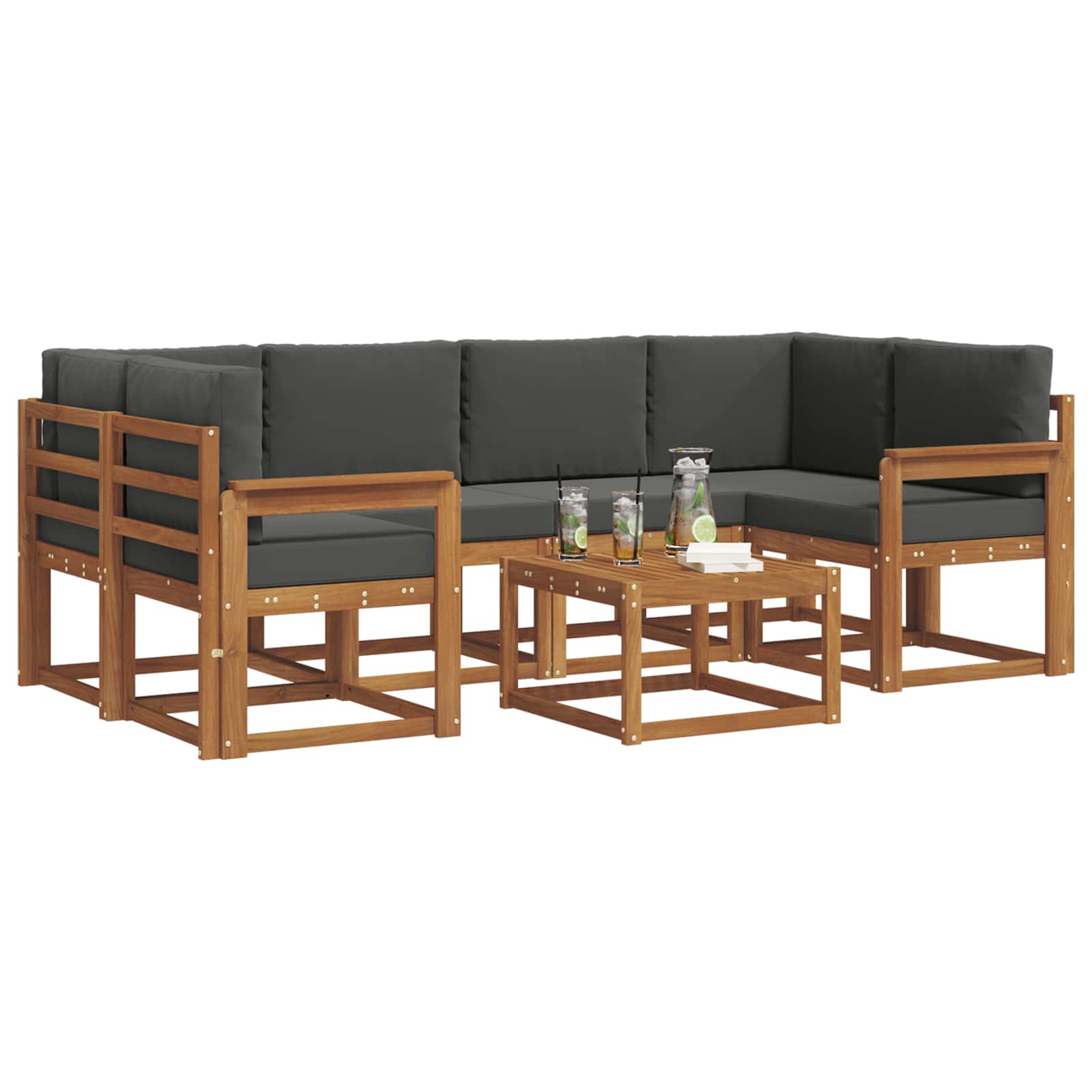 Set de canapele de exterior cu pernă 7 pcs Natural și Antracit GartenMobel Dekor