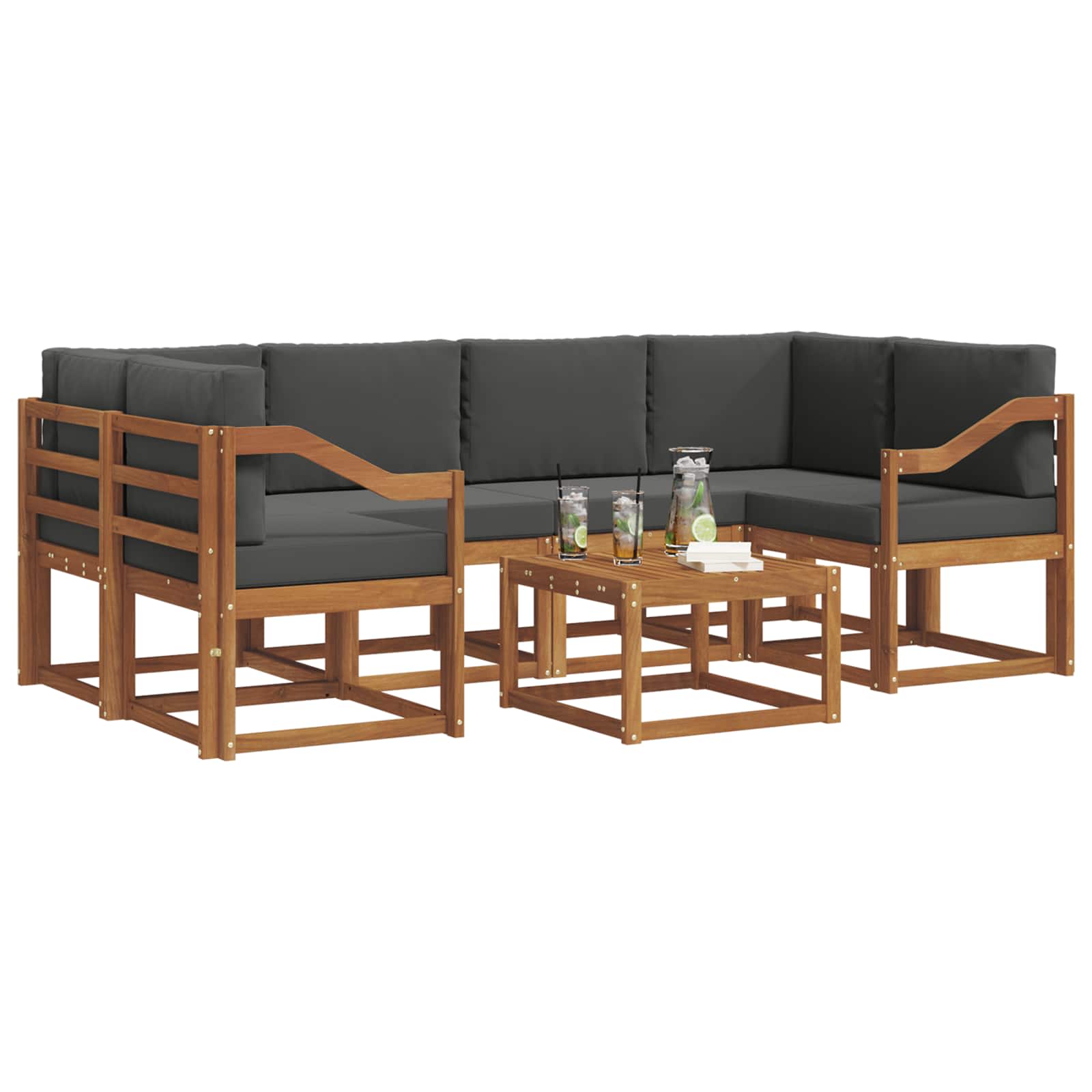 Set de canapele de exterior cu pernă 7 pcs Natural și Antracit GartenMobel Dekor