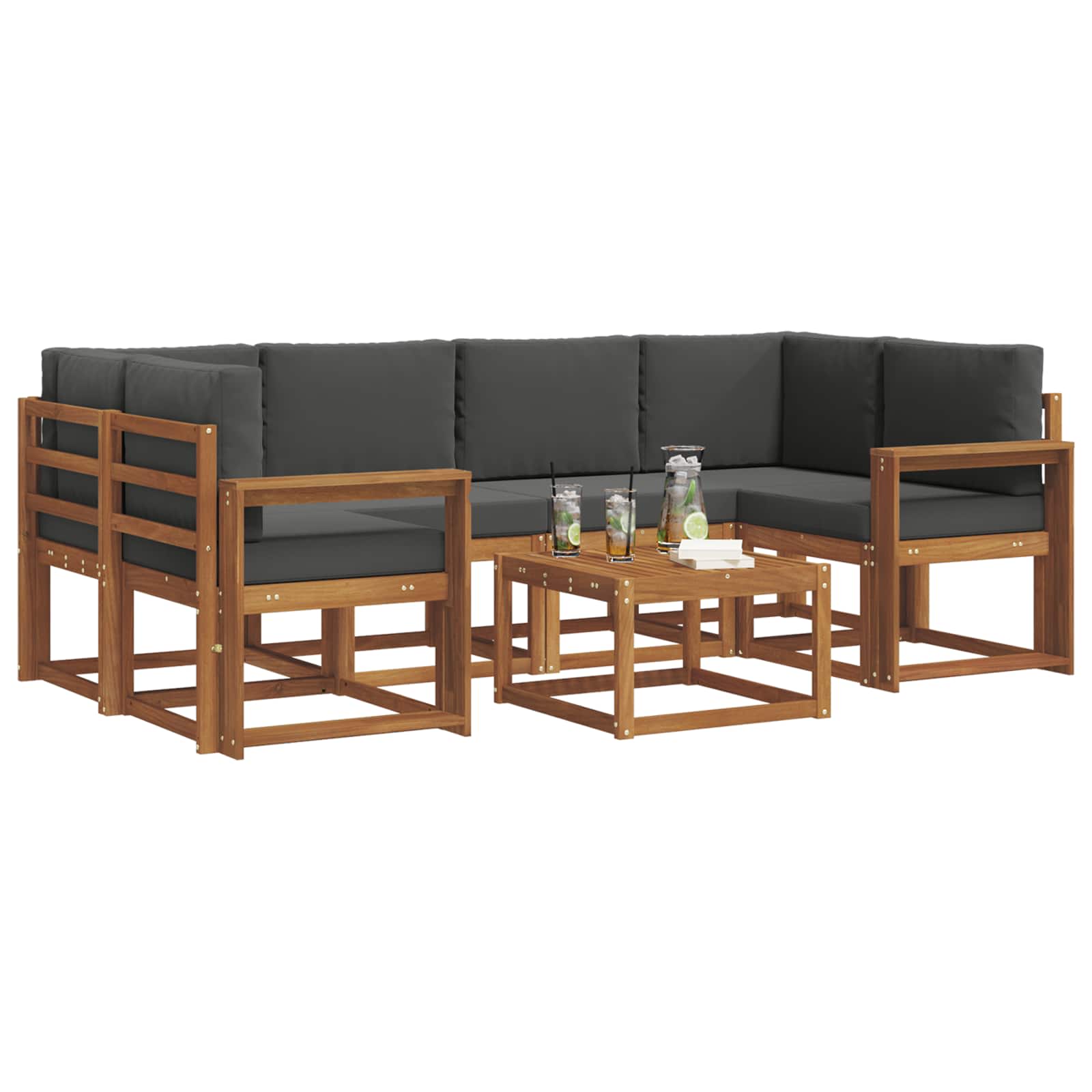 Set de canapele de exterior cu pernă 7 pcs Natural și Antracit GartenMobel Dekor