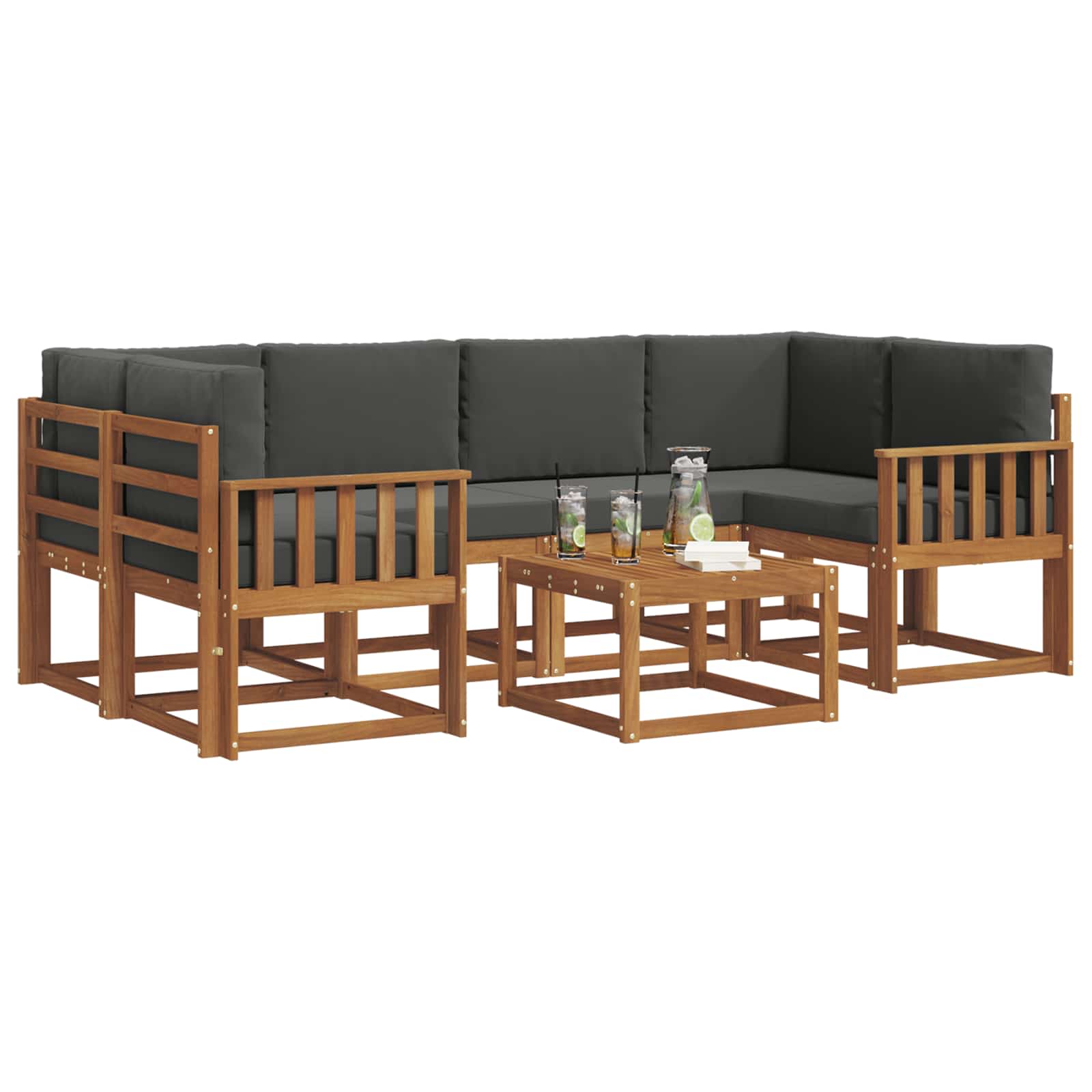 Set de canapele de exterior cu pernă 7 pcs Natural și Antracit GartenMobel Dekor