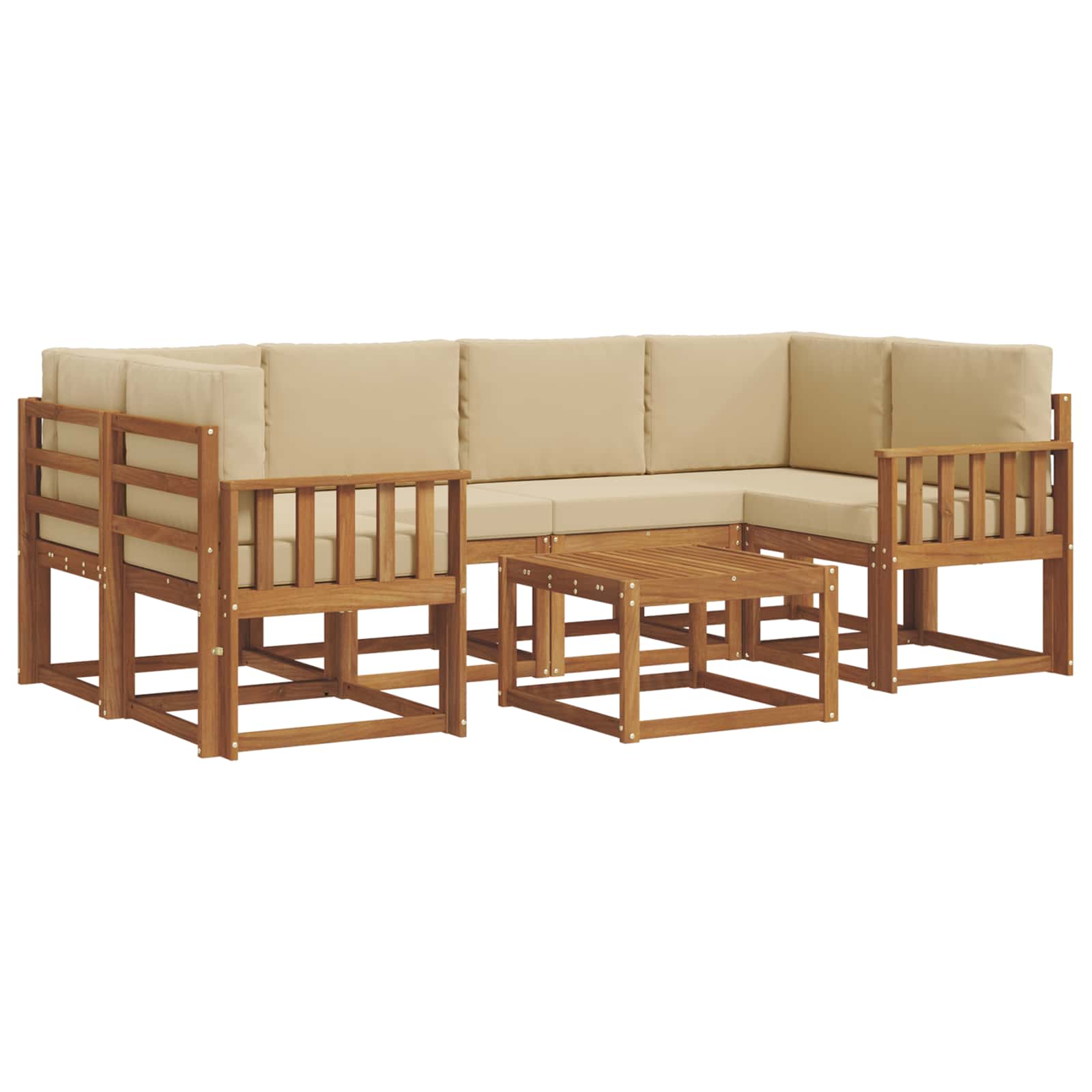 Set de canapele de exterior cu pernă 7 pcs Natural și Bej GartenMobel Dekor