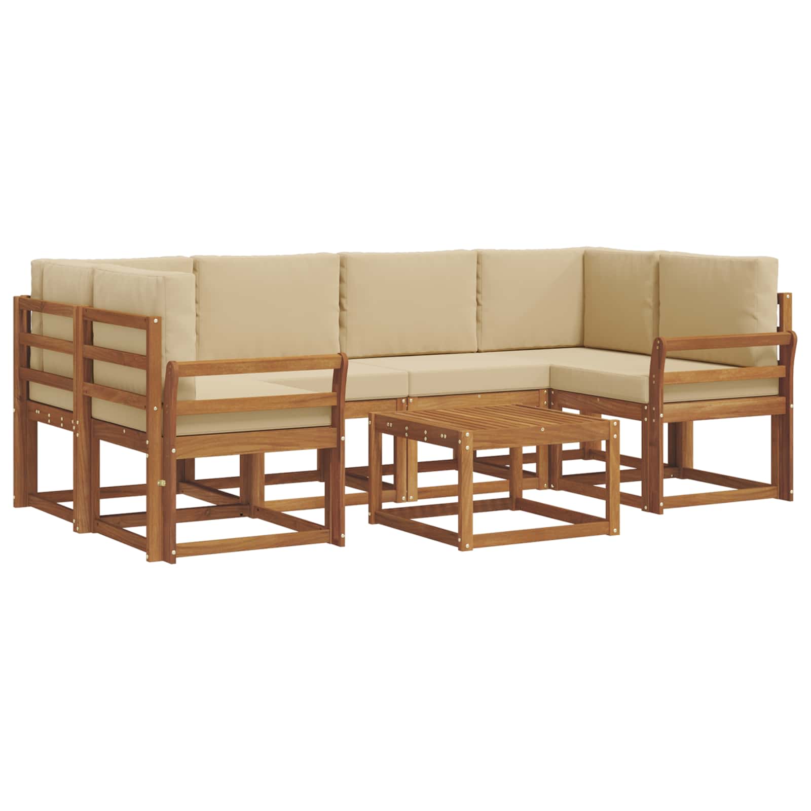 Set de canapele de exterior cu pernă 7 pcs Natural și Bej GartenMobel Dekor