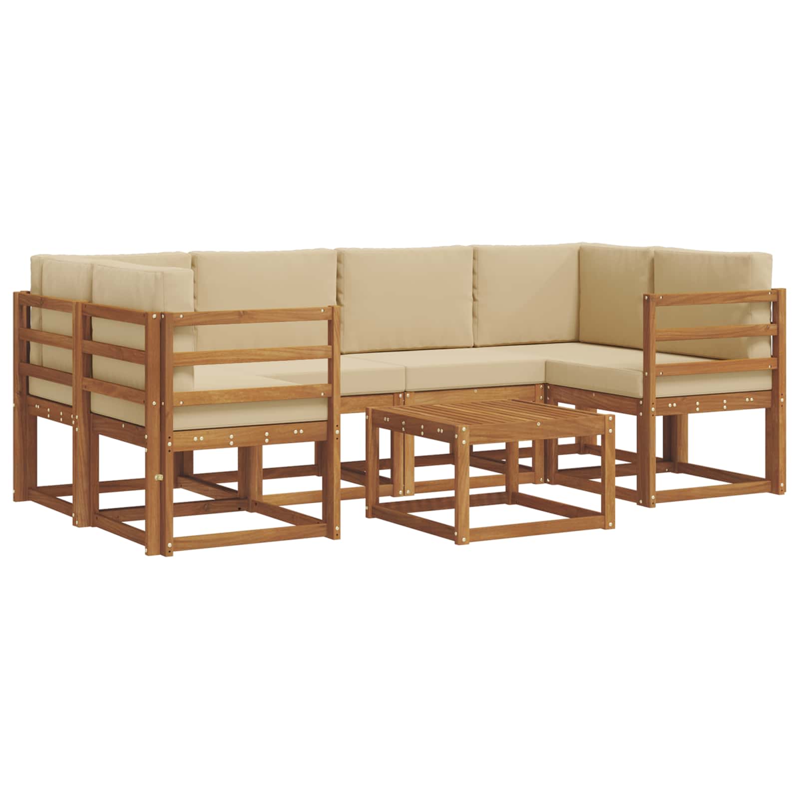 Set de canapele de exterior cu pernă 7 pcs Natural și Bej GartenMobel Dekor