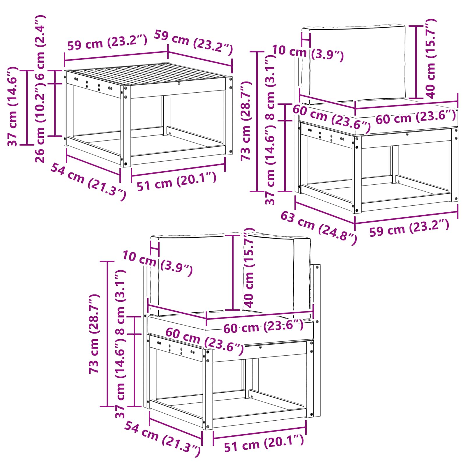 Set de canapele de exterior cu pernă 7 pcs Natural și Bej GartenMobel Dekor