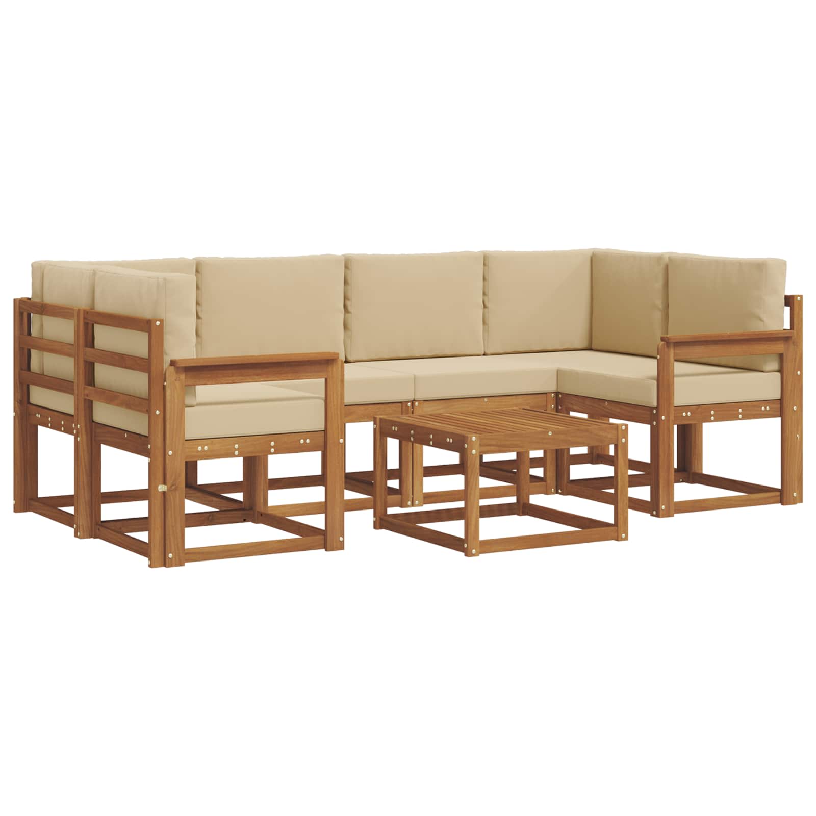 Set de canapele de exterior cu pernă 7 pcs Natural și Bej GartenMobel Dekor