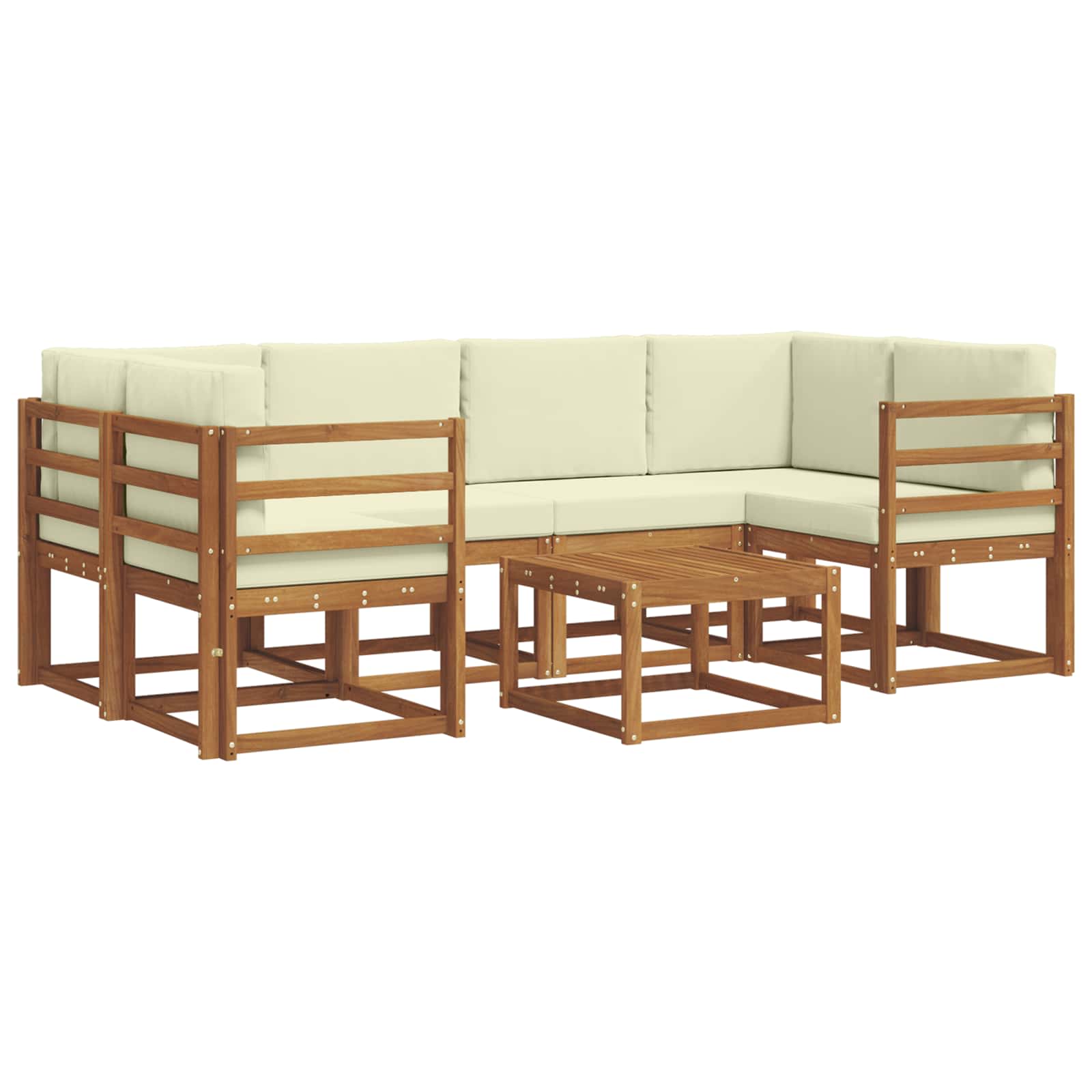 Set de canapele de exterior cu pernă 7 pcs Natural și Crem GartenMobel Dekor