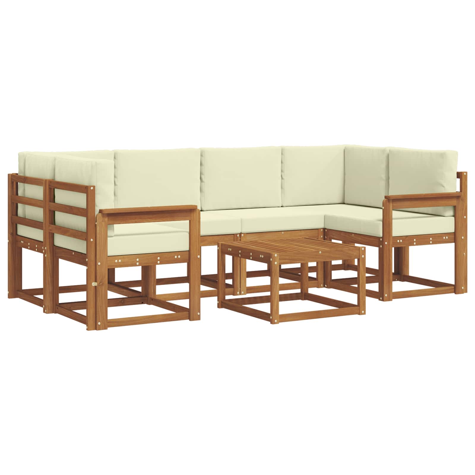 Set de canapele de exterior cu pernă 7 pcs Natural și Crem GartenMobel Dekor