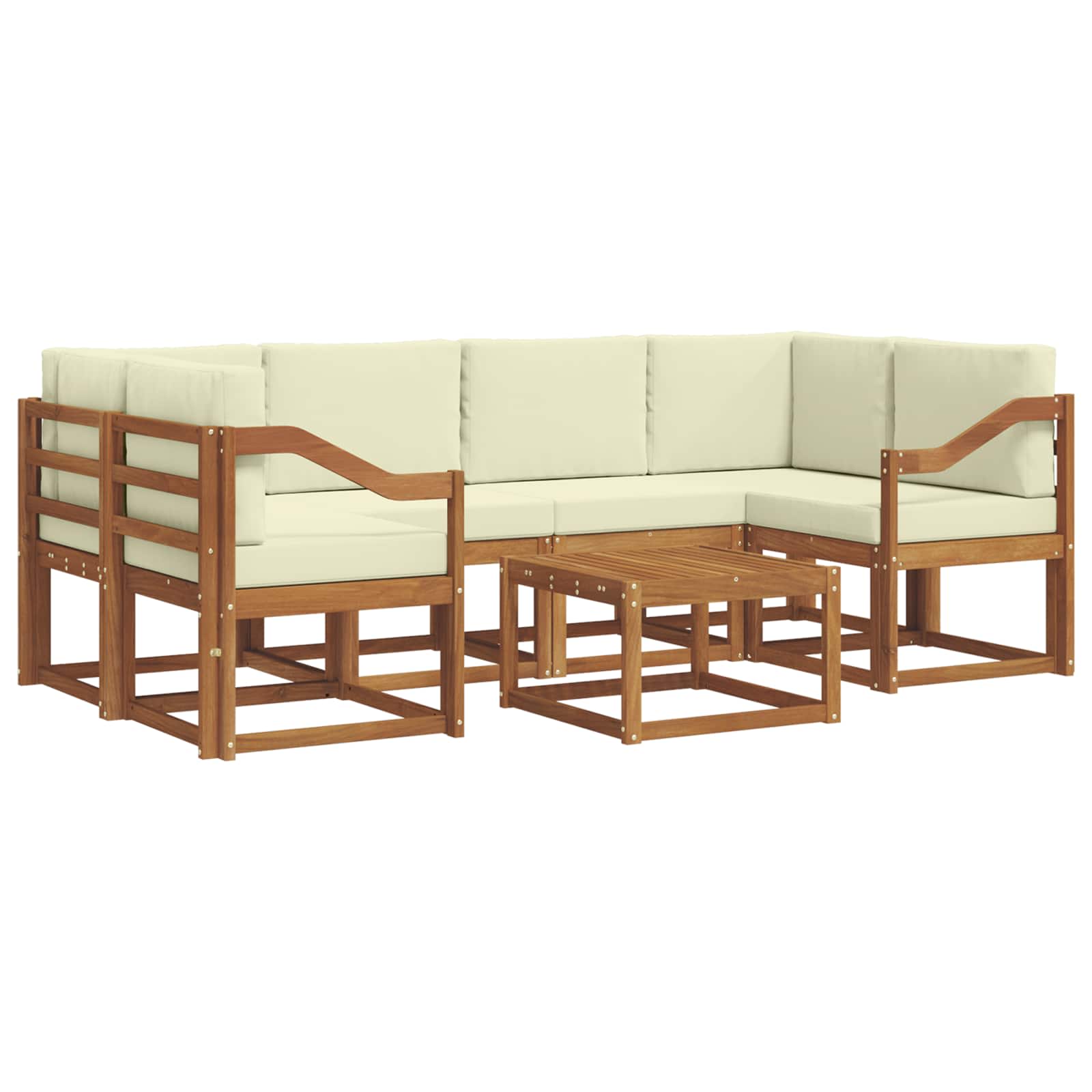 Set de canapele de exterior cu pernă 7 pcs Natural și Crem GartenMobel Dekor