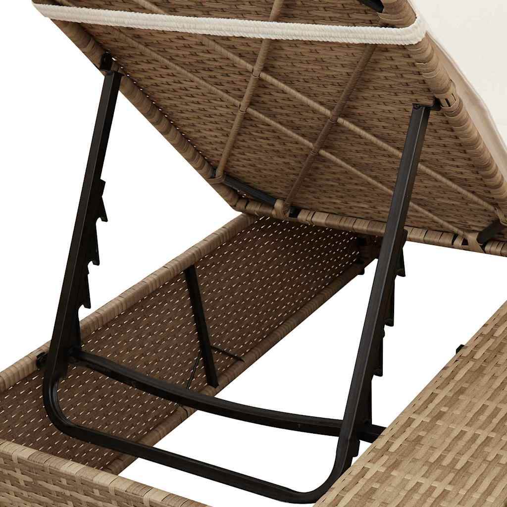 Șezlong dublu cu perdele Bej 205 x 129 x 200 cm poliratan GartenMobel Dekor