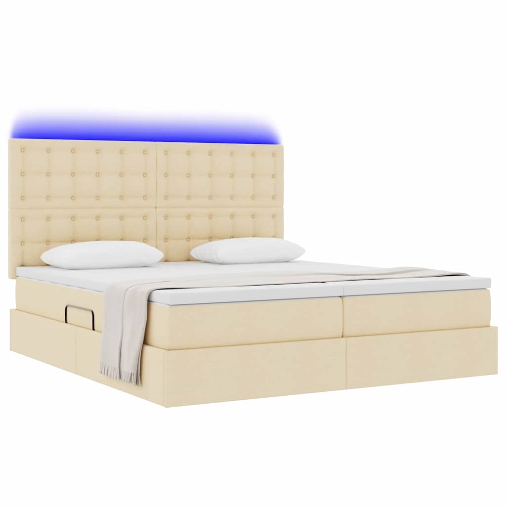 Pat cu lumini cu bandă LED Creme 200 x 200 cm țesătură GartenMobel Dekor