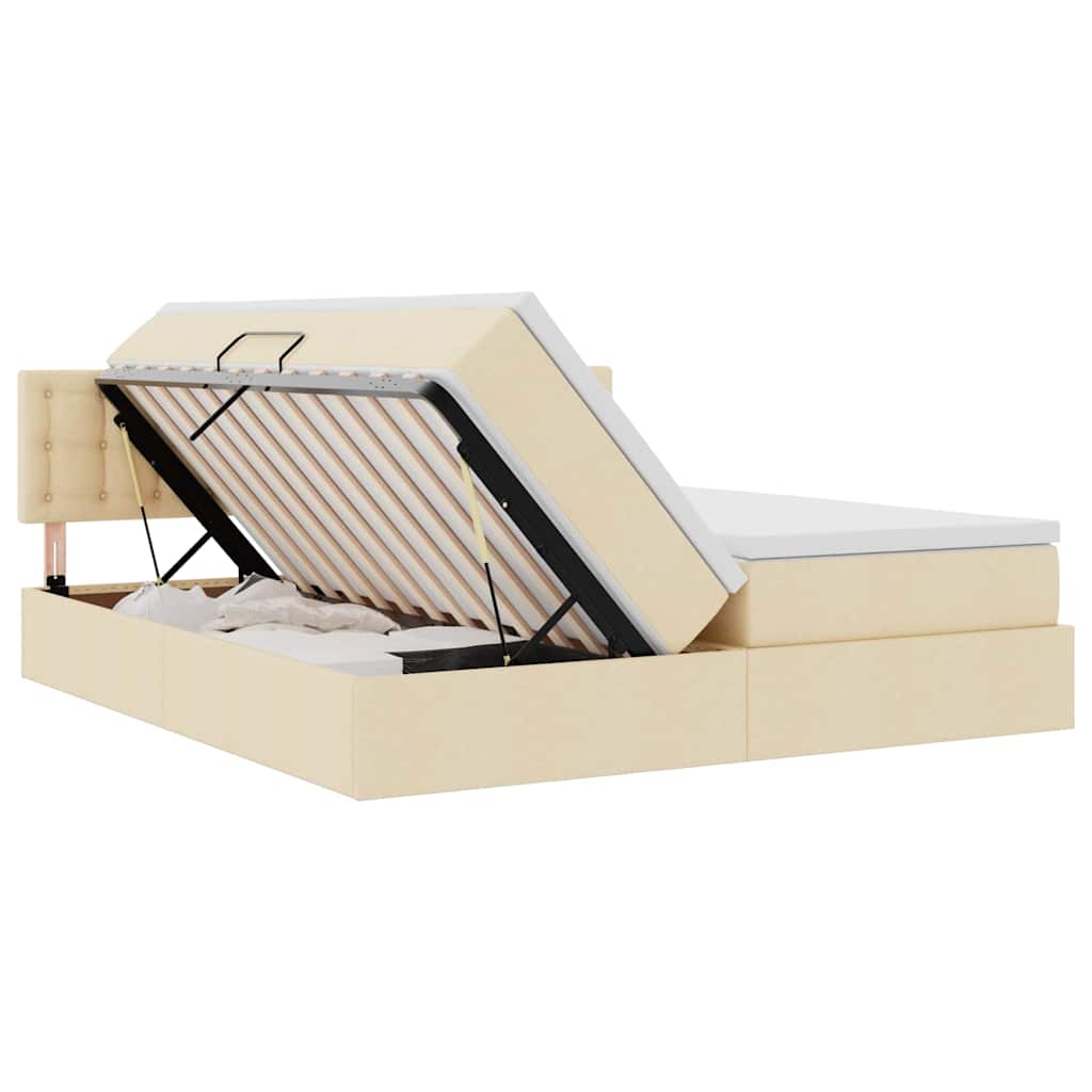 Pat cu lumini cu bandă LED Creme 200 x 200 cm țesătură GartenMobel Dekor