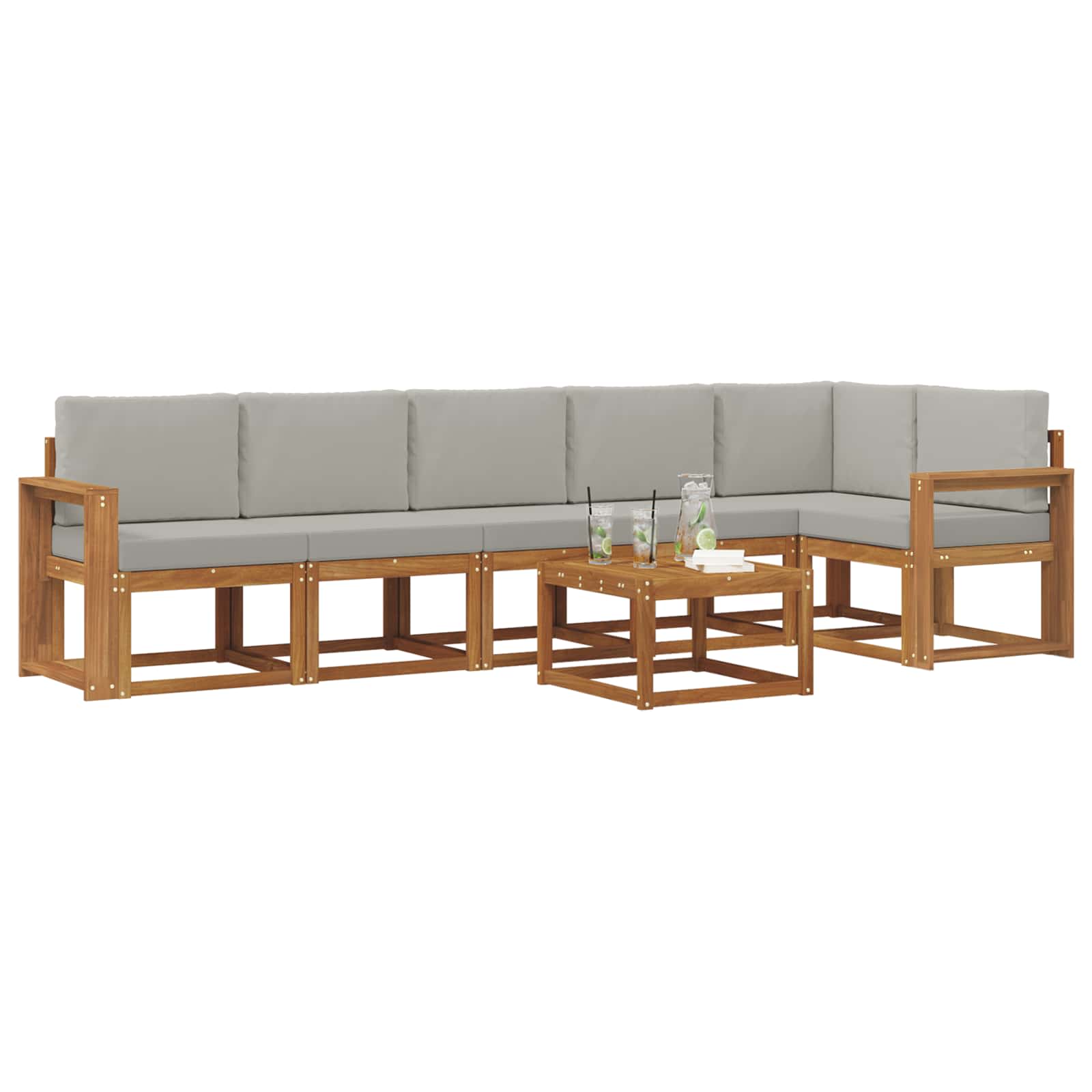 Set de canapele de exterior 7 pcs Gri natural și deschis GartenMobel Dekor