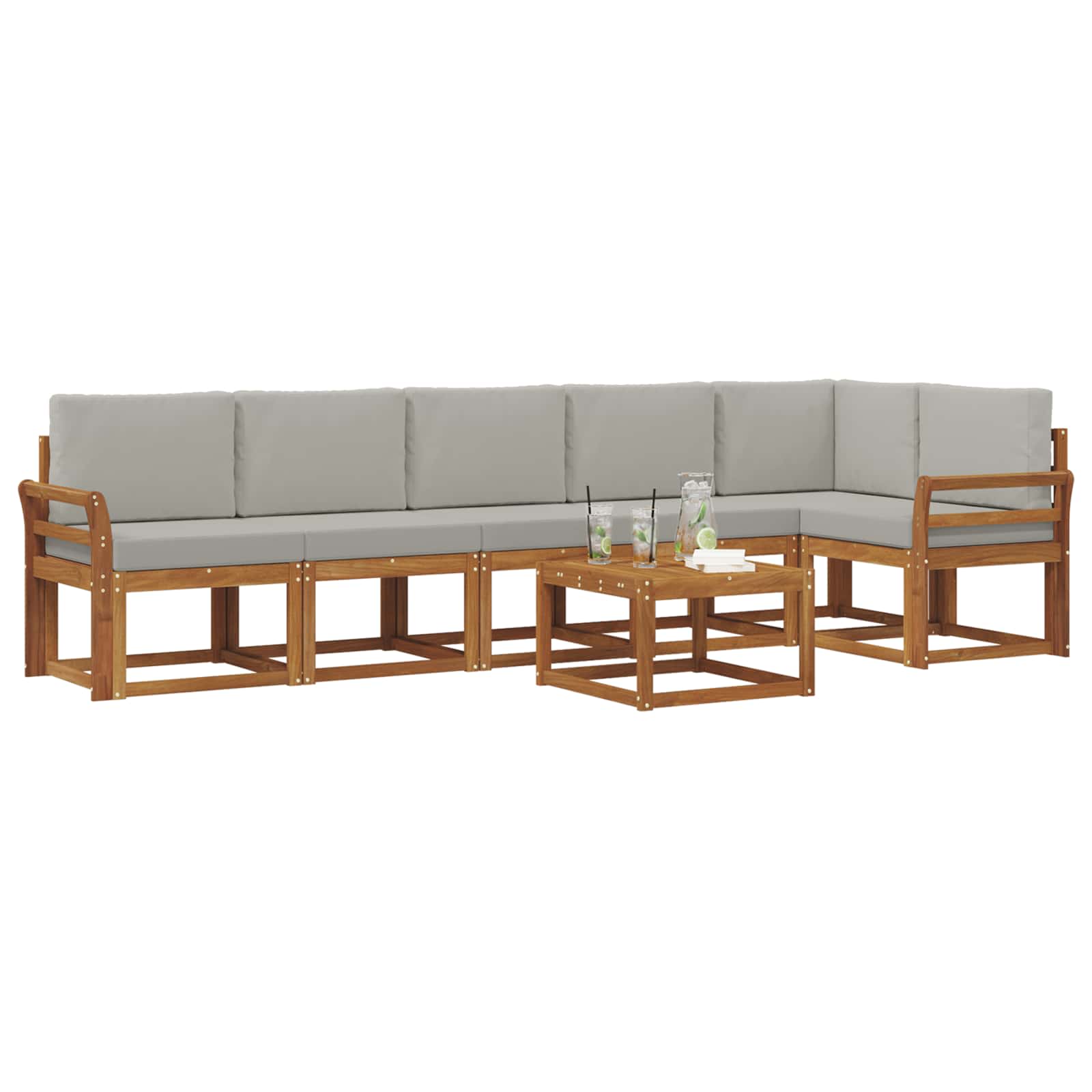 Set de canapele de exterior 7 pcs Gri natural și deschis GartenMobel Dekor