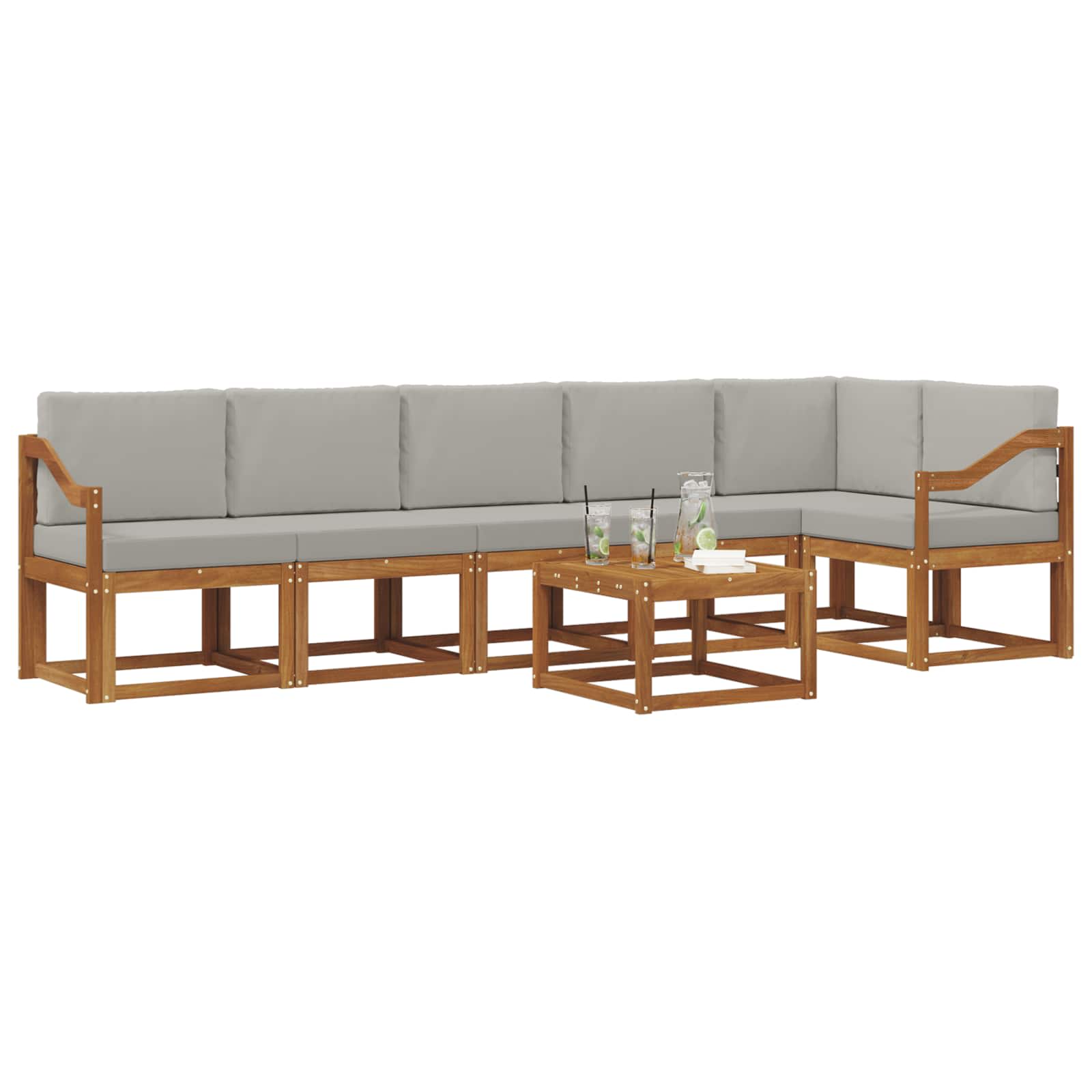 Set de canapele de exterior 7 pcs Gri natural și deschis GartenMobel Dekor