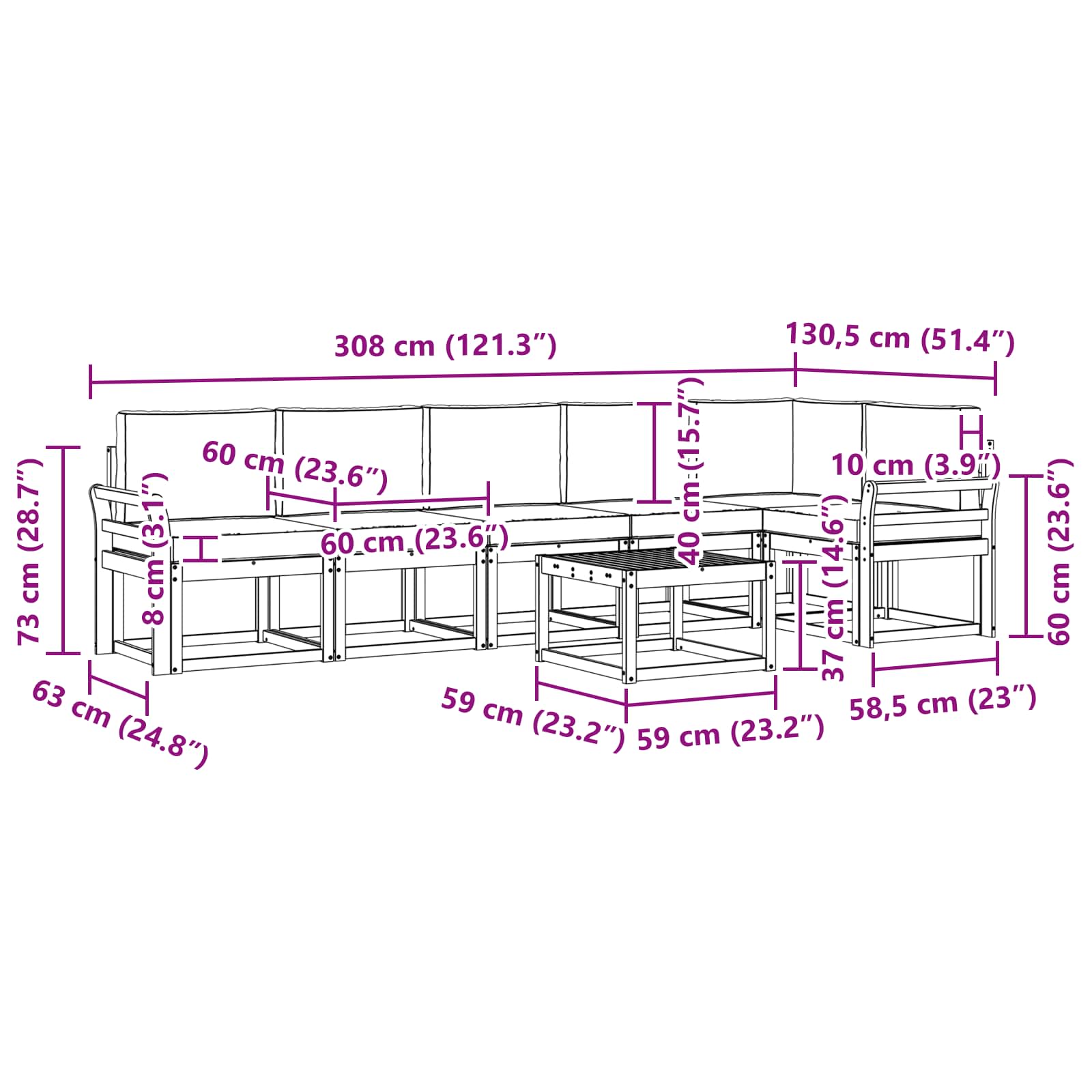 Set de canapele de exterior 7 pcs Gri natural și deschis GartenMobel Dekor