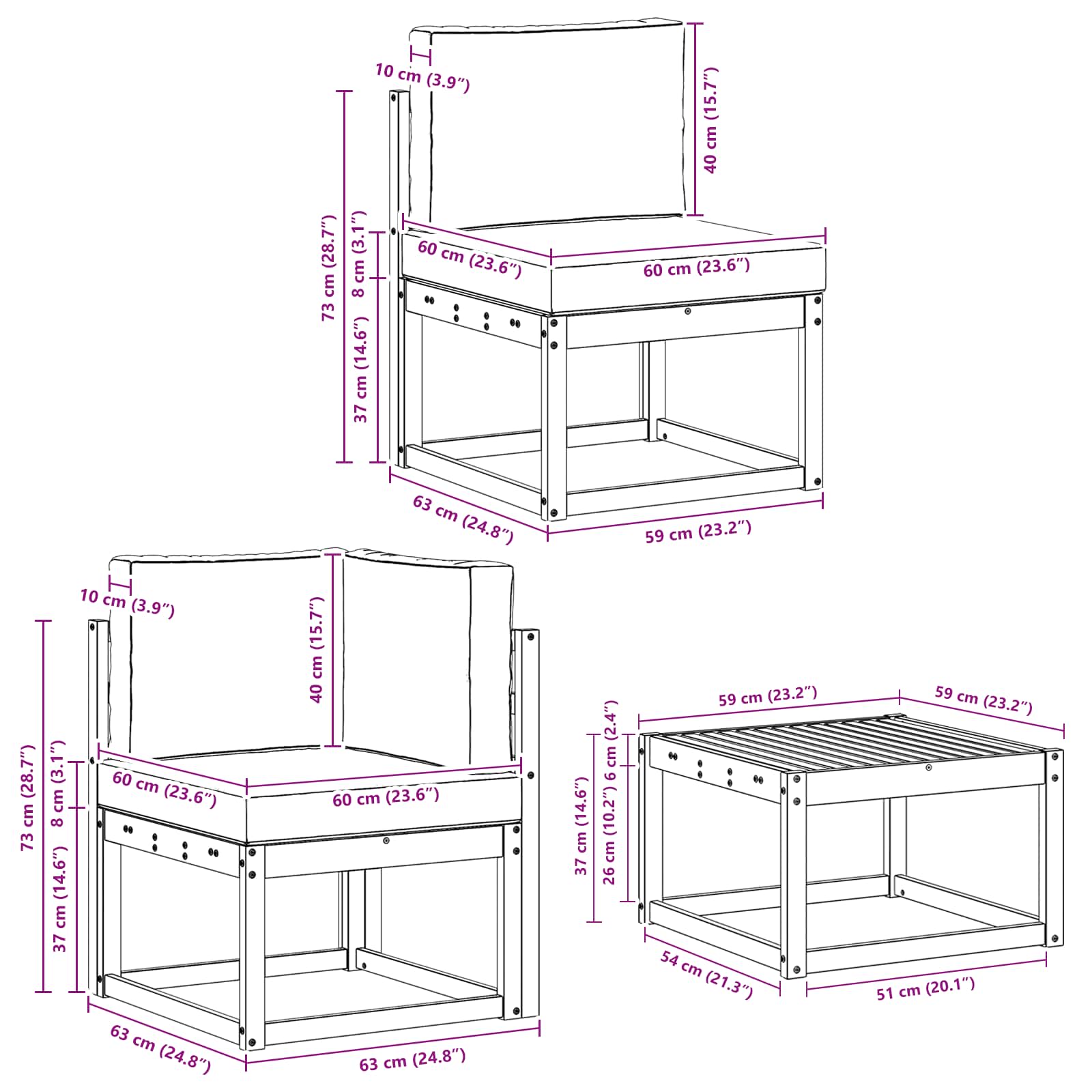 Set de canapele de exterior 7 pcs Gri natural și deschis GartenMobel Dekor