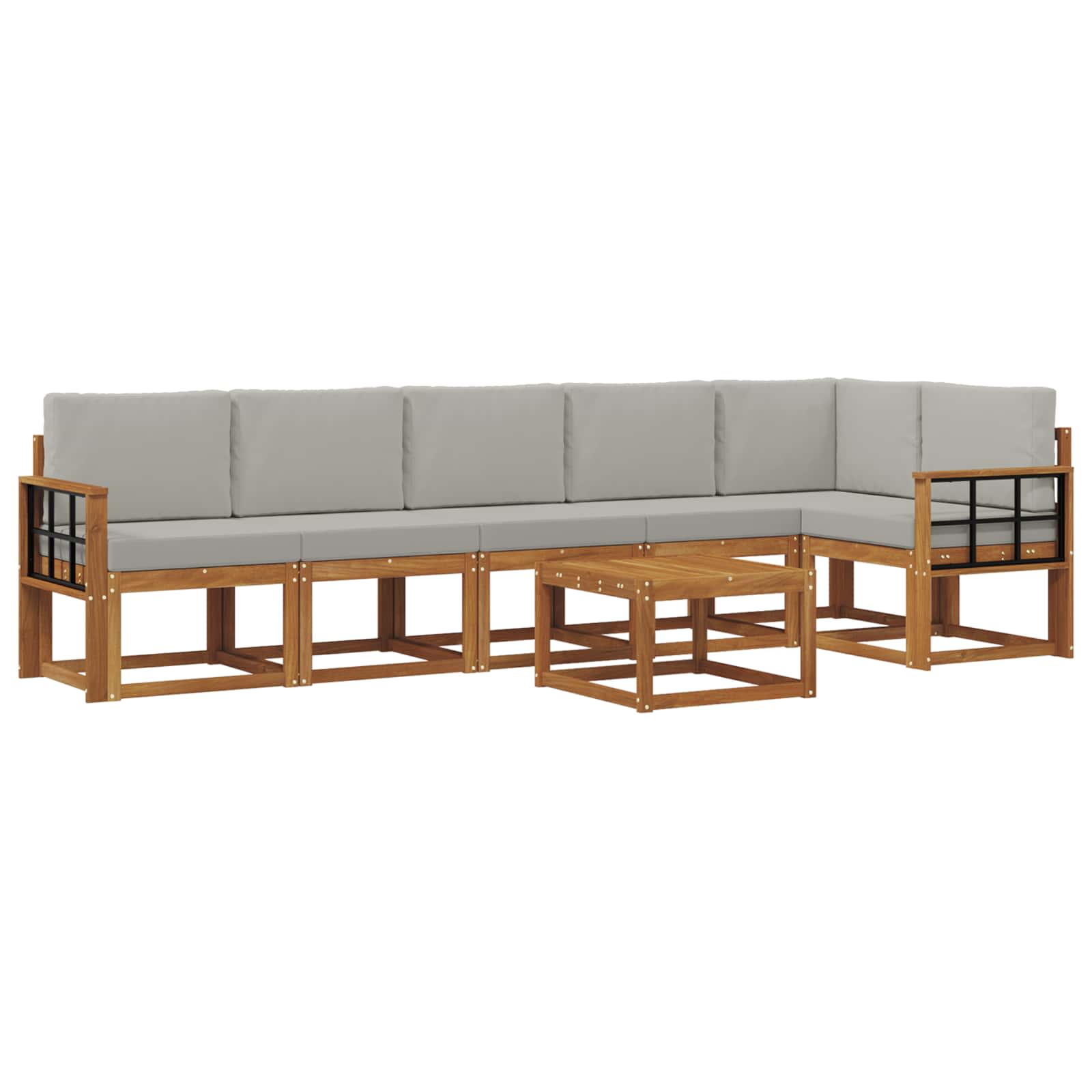 Set de canapele de exterior 7 pcs Gri natural și deschis GartenMobel Dekor