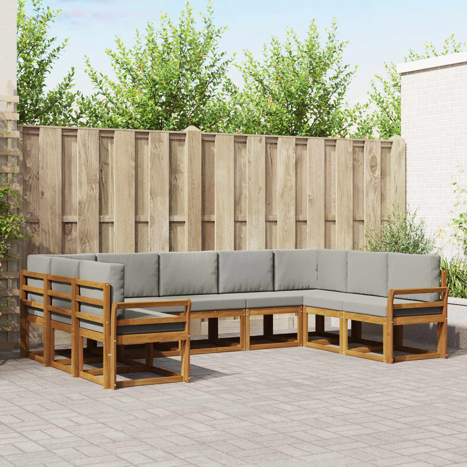 Set de canapele de exterior 9 pcs Gri natural și deschis GartenMobel Dekor