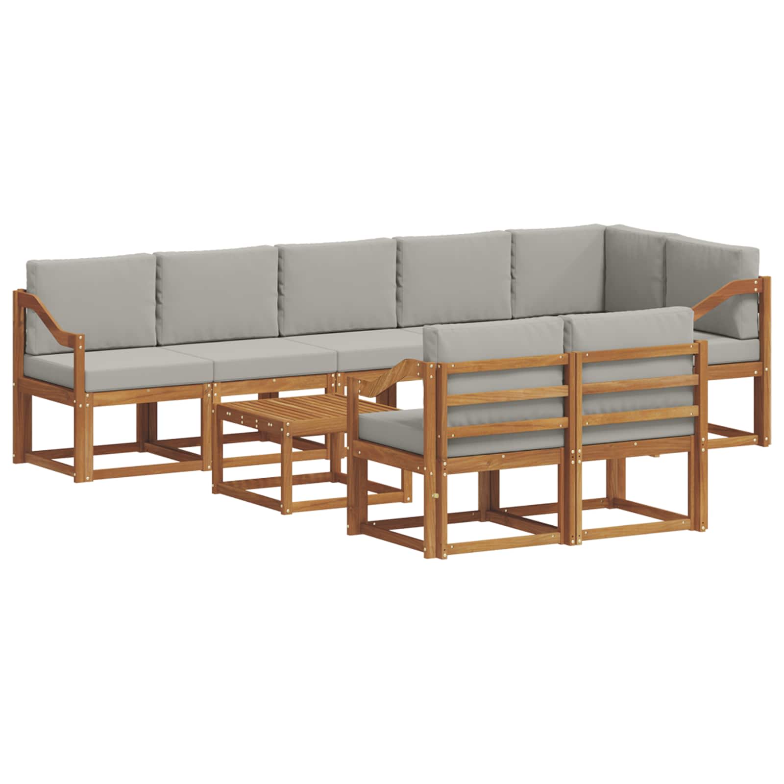 Set de canapele de exterior 9 pcs Gri natural și deschis GartenMobel Dekor