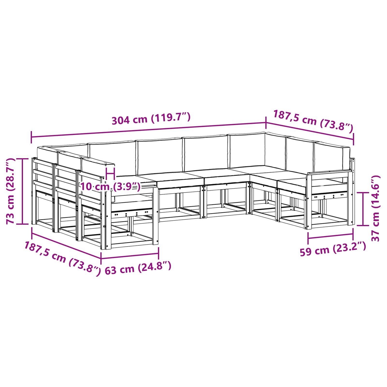 Set de canapele de exterior 9 pcs Gri natural și deschis GartenMobel Dekor
