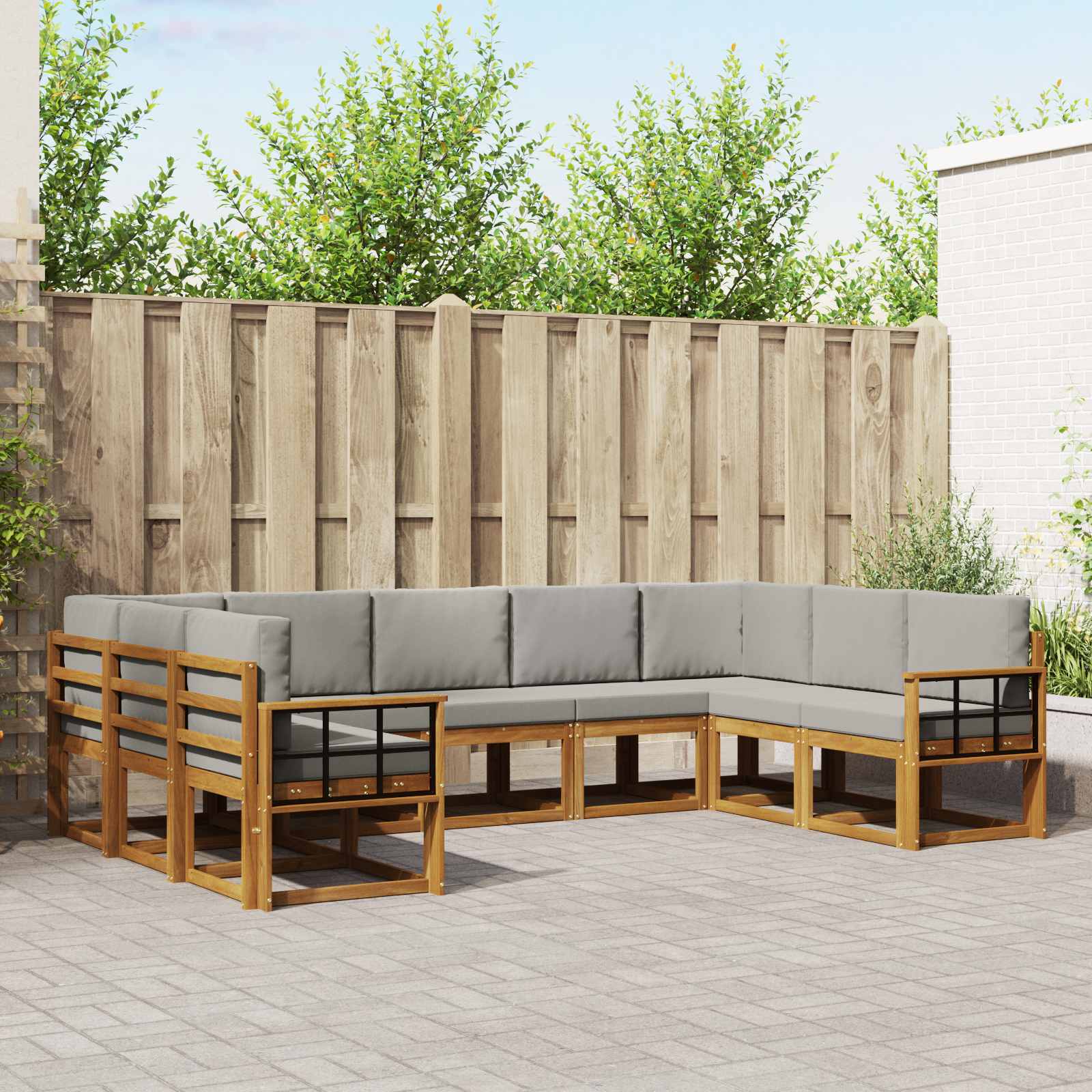 Set de canapele de exterior 9 pcs Gri natural și deschis GartenMobel Dekor