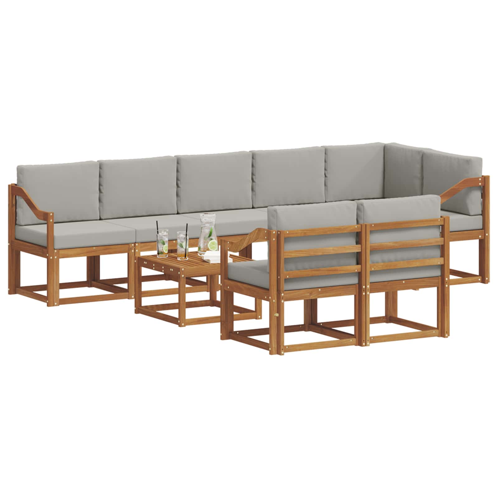 Set de canapele de exterior 9 pcs Gri natural și deschis GartenMobel Dekor