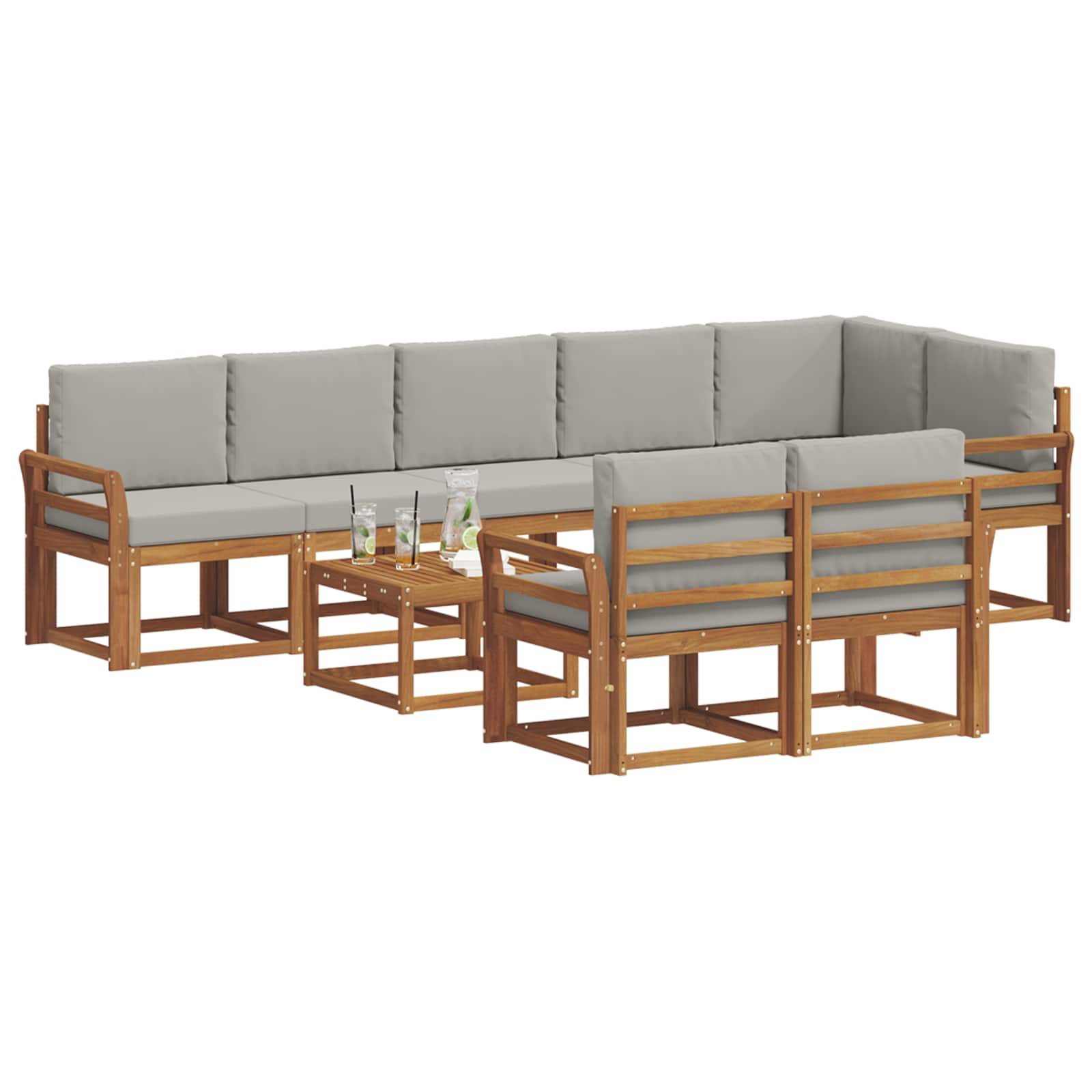 Set de canapele de exterior 9 pcs Gri natural și deschis GartenMobel Dekor