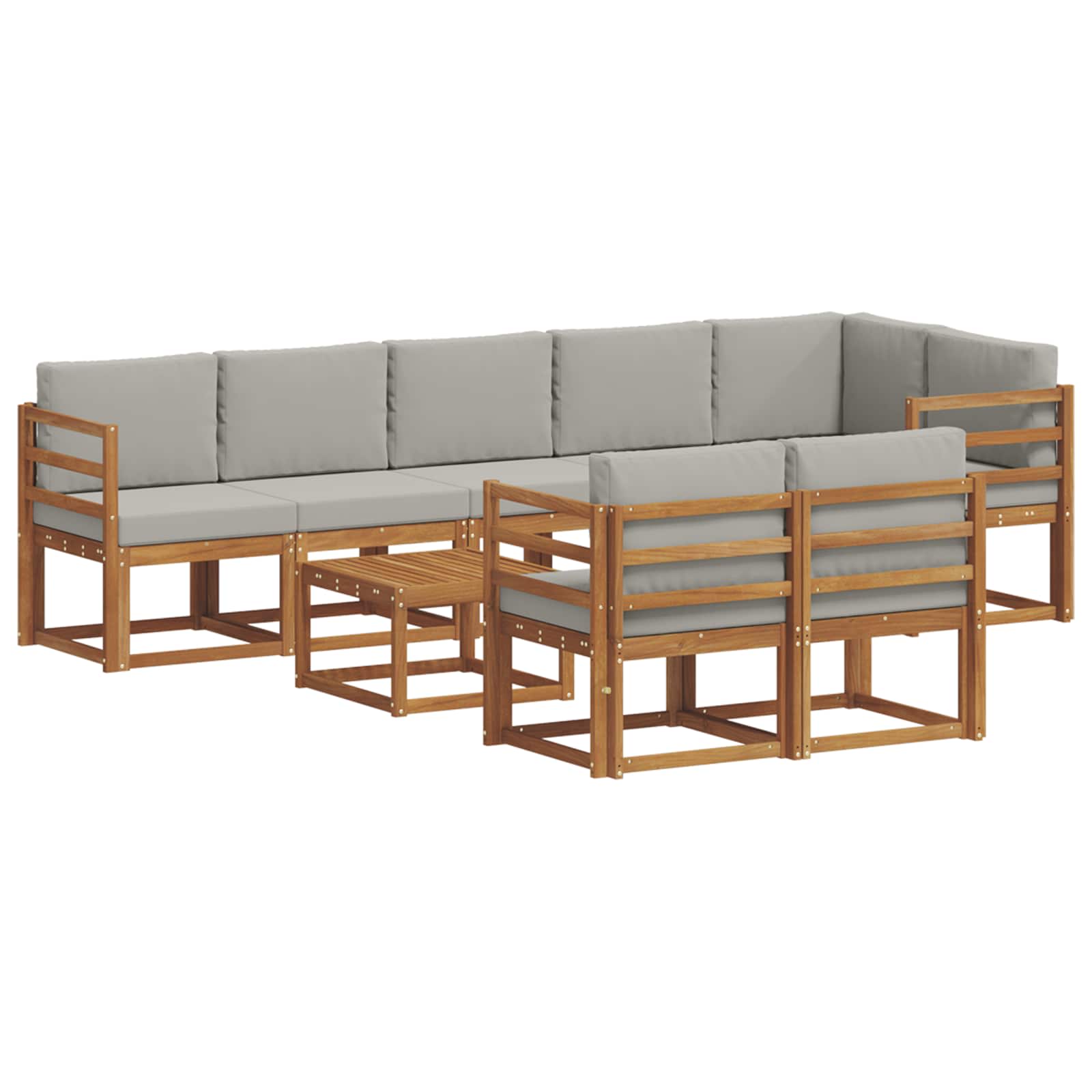 Set de canapele de exterior 9 pcs Gri natural și deschis GartenMobel Dekor