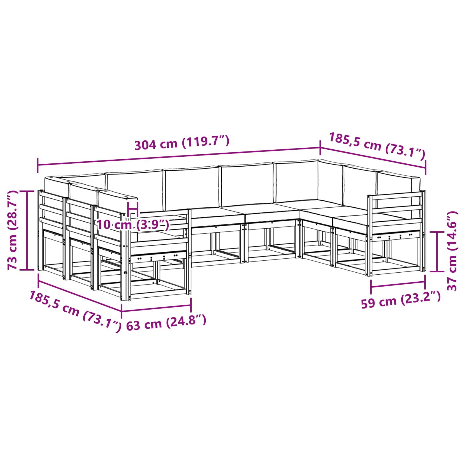 Set de canapele de exterior 9 pcs Gri natural și deschis GartenMobel Dekor