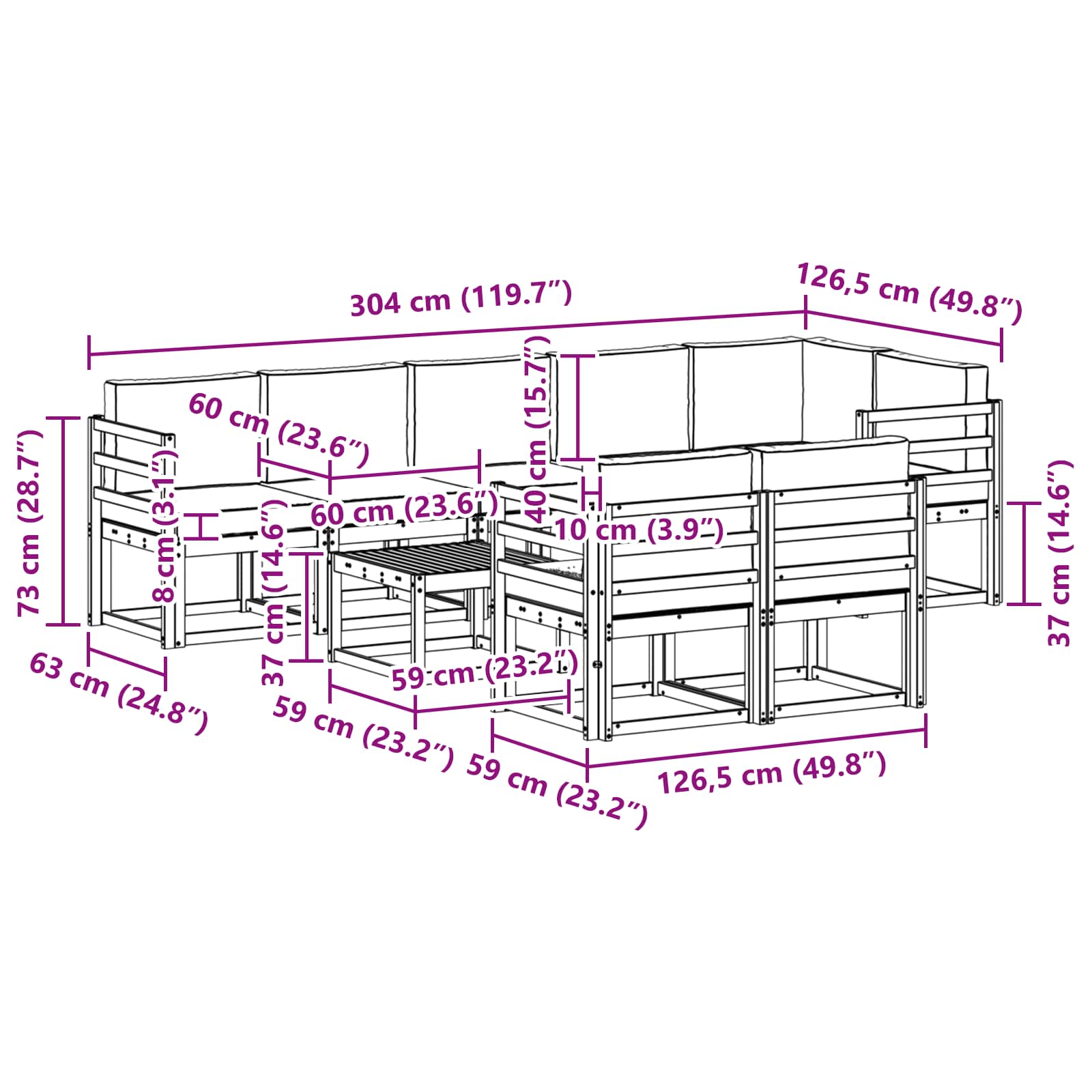 Set de canapele de exterior 9 pcs Gri natural și deschis GartenMobel Dekor