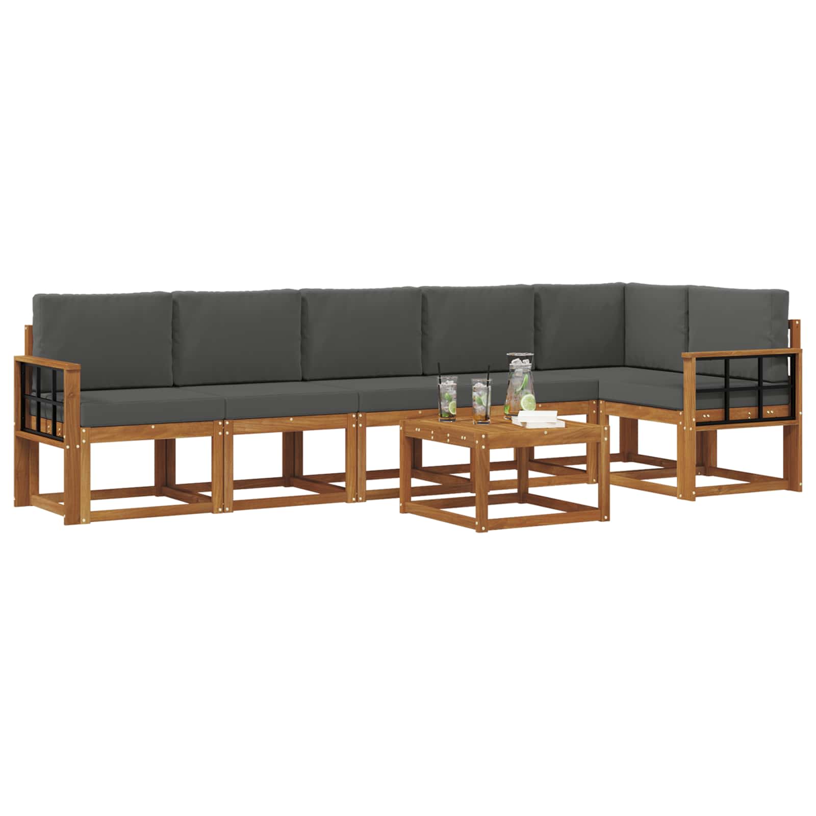 Set de canapele de exterior cu pernă 7 pcs Natural și Antracit GartenMobel Dekor