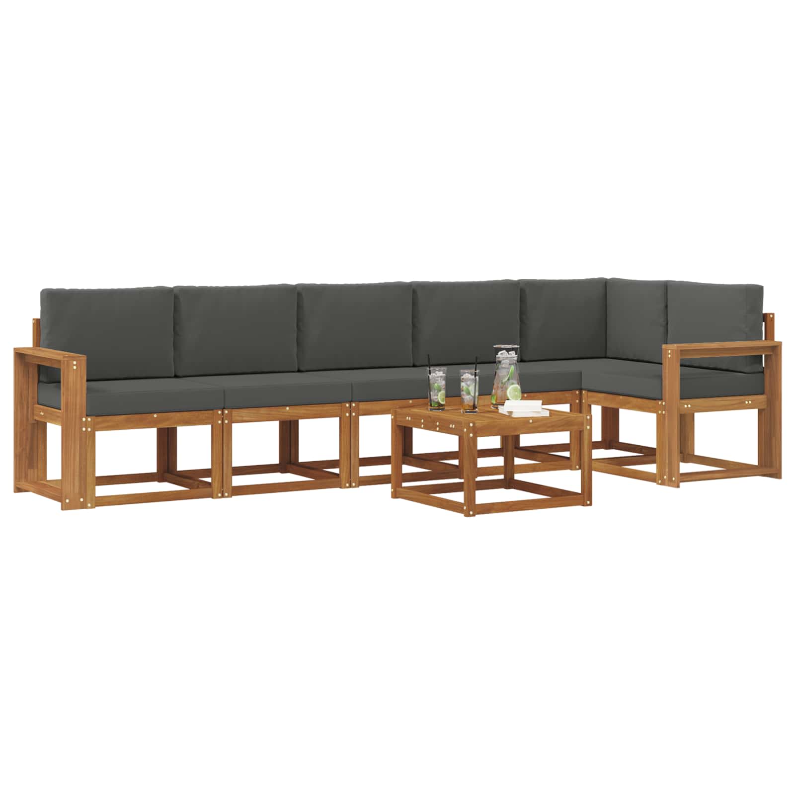 Set de canapele de exterior cu pernă 7 pcs Natural și Antracit GartenMobel Dekor