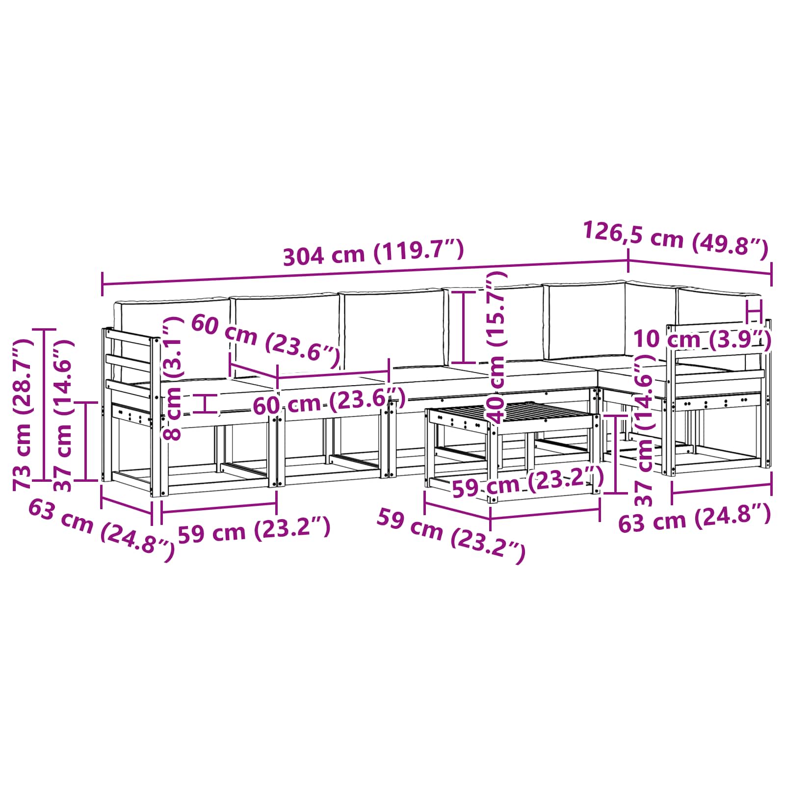 Set de canapele de exterior cu pernă 7 pcs Natural și Antracit GartenMobel Dekor