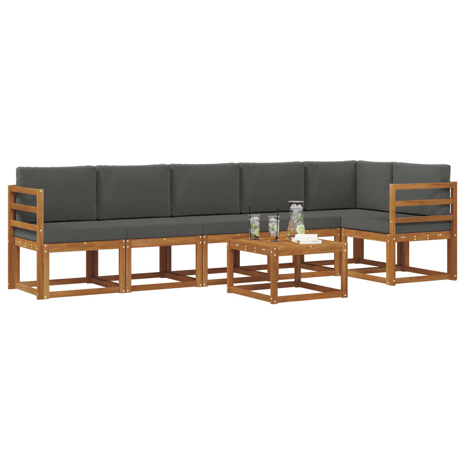 Set de canapele de exterior cu pernă 7 pcs Natural și Antracit GartenMobel Dekor